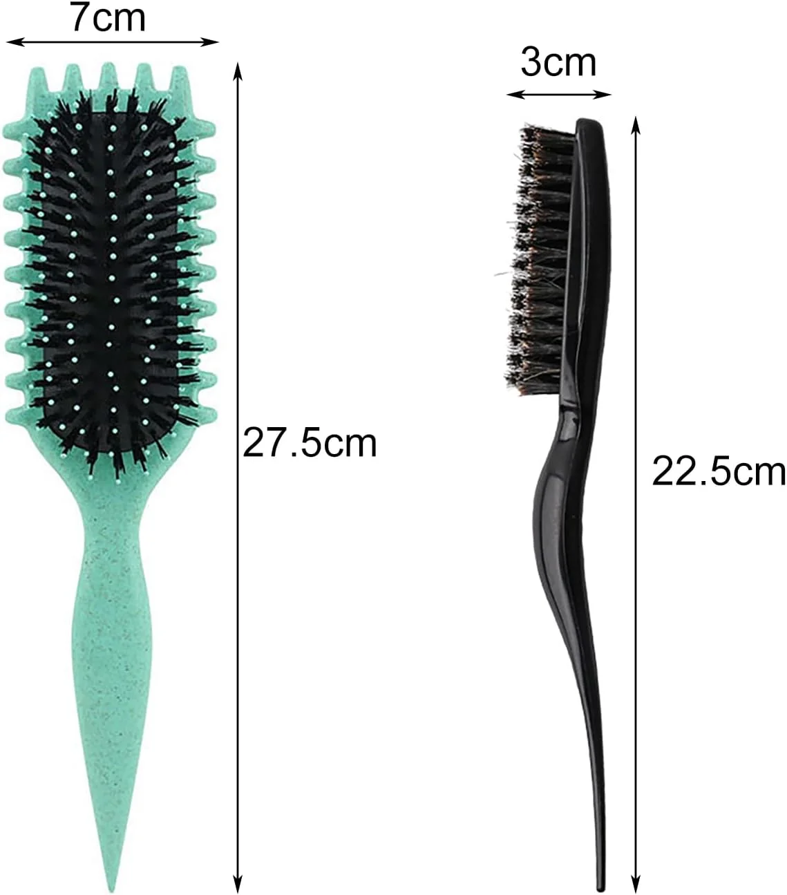 برس حالت دهنده فر کننده مو، 1 برس موی فر و 1 برس شانه ای برای زنان و مردان، سبز+مشکی برس حالت دهنده فر کننده مو، 1 برس موی فر و 1 برس شانه ای برای زنان و مردان، سبز+مشکی