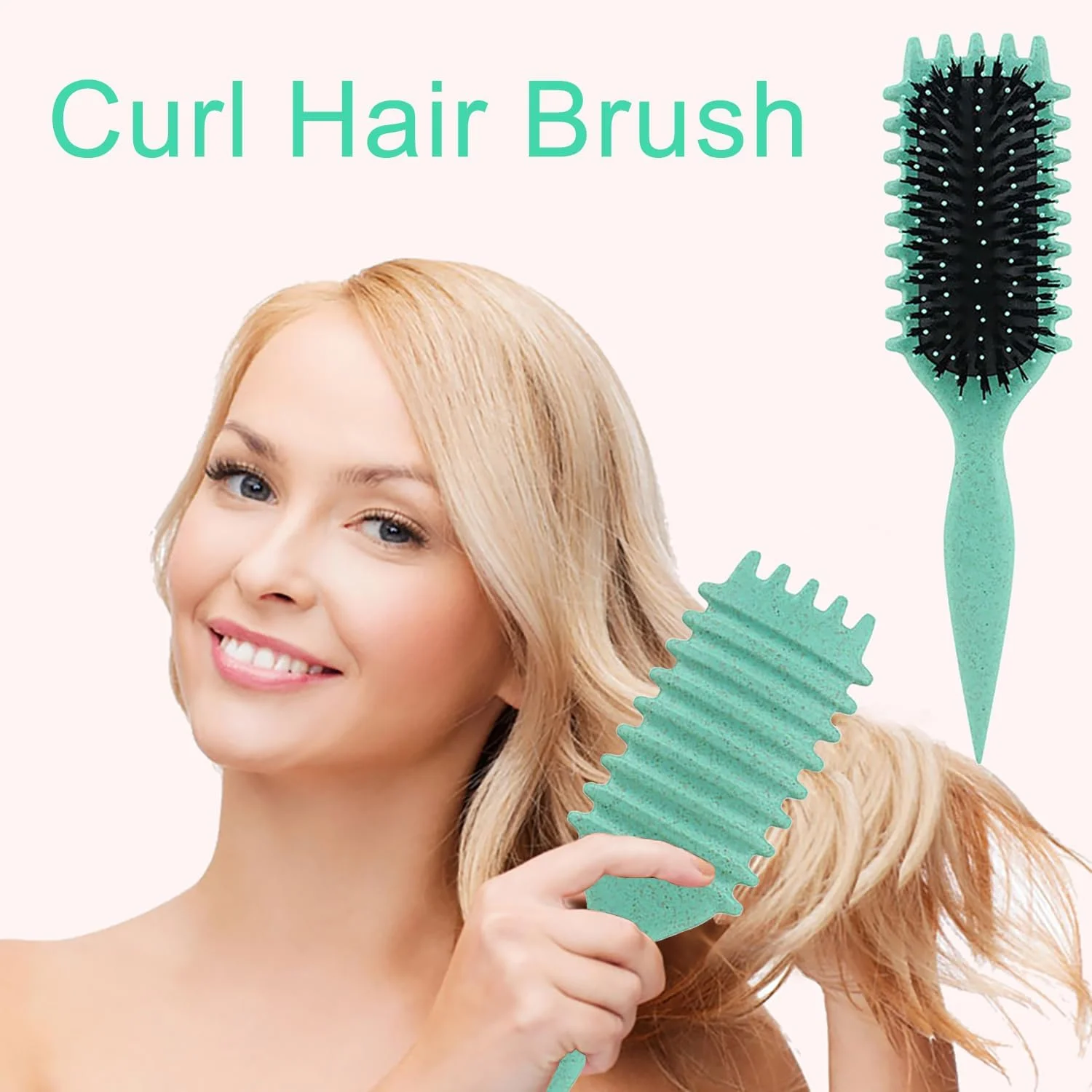 برس حالت دهنده فر کننده مو، 1 برس موی فر و 1 برس شانه ای برای زنان و مردان، سبز+مشکی برس حالت دهنده فر کننده مو، 1 برس موی فر و 1 برس شانه ای برای زنان و مردان، سبز+مشکی