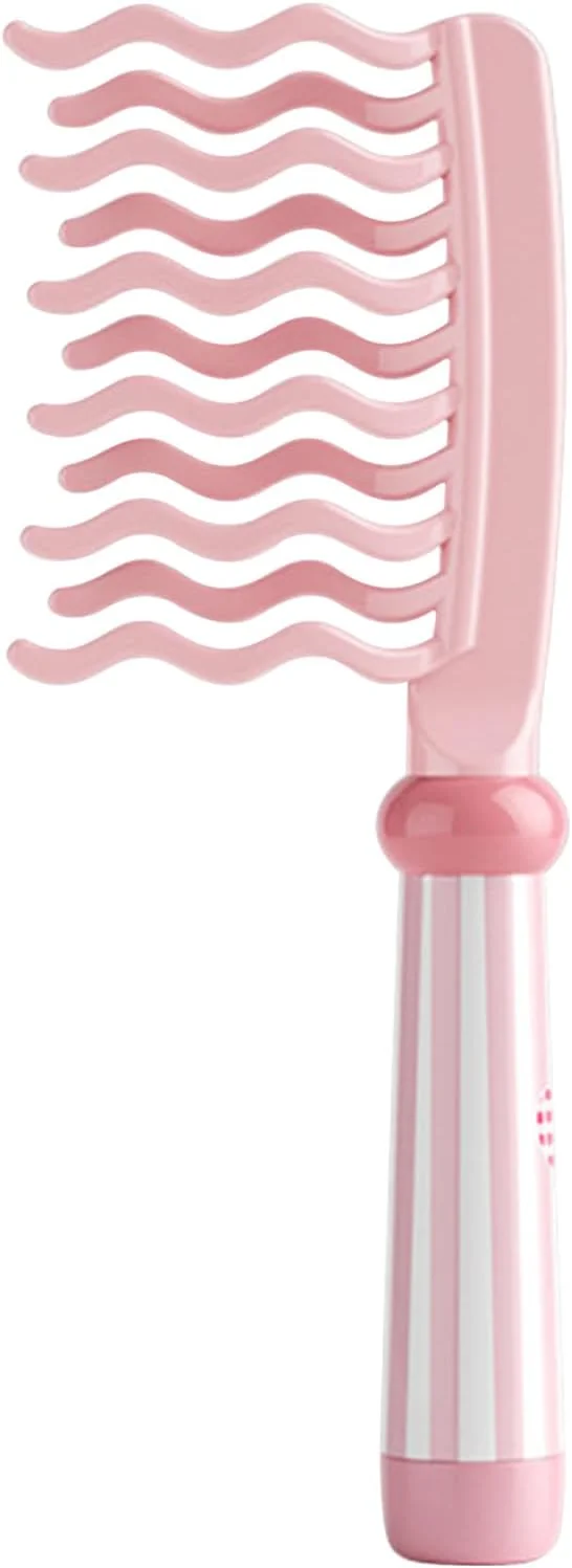شانه فر کننده مو | شانه دندانه پهن برس فر کننده - برس موج دو ردیفه ضد الکتریسیته ساکن ابزار ماساژ پوست سر، ابزار حالت دهی مو برای زنان دختران موهای بلند ضخیم مرطوب و خشک