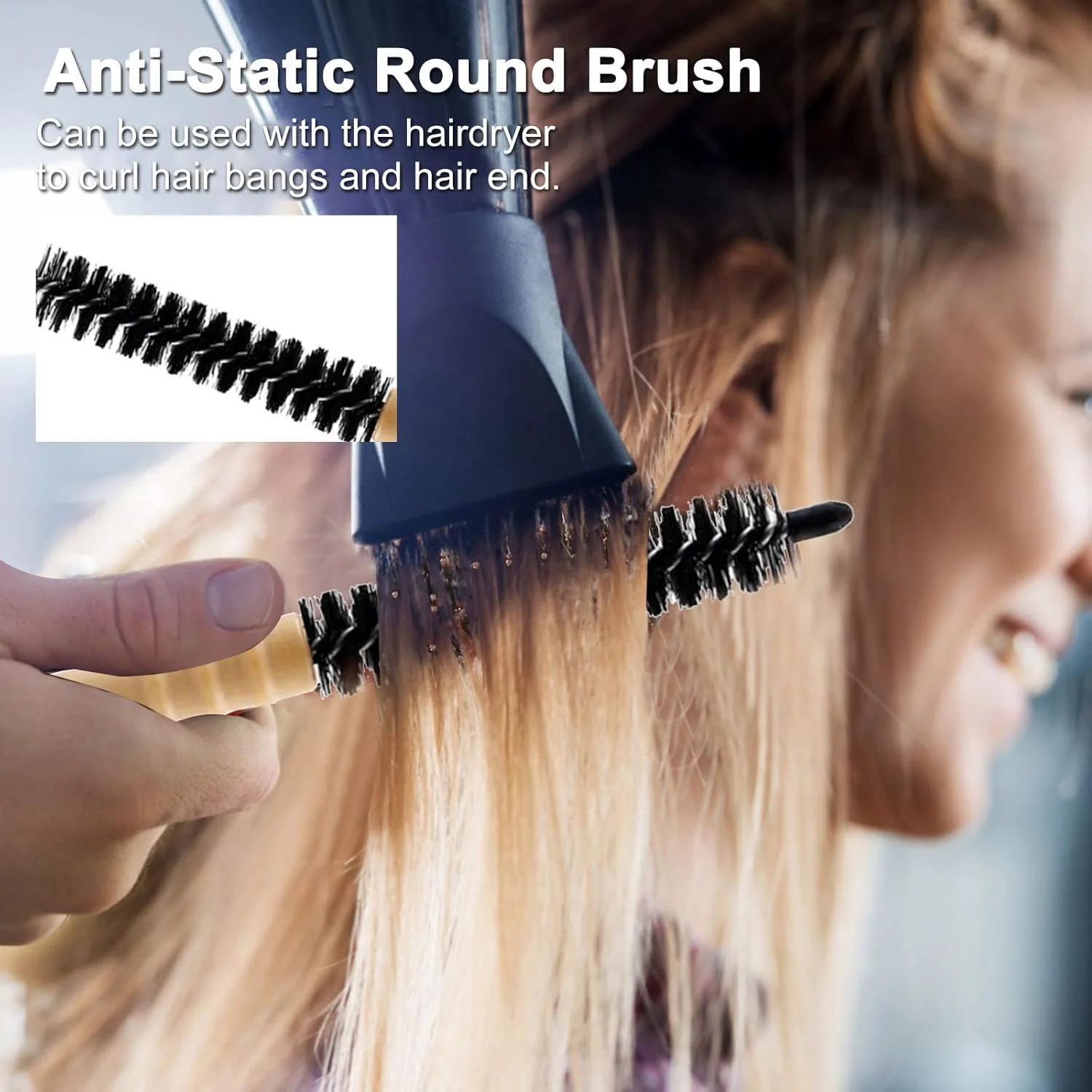 شانه حالت دهنده مو فر کننده، برس مو گرد ضد الکتریسیته ساکن برای خشک کردن و حالت دادن مو در خانه و سالن