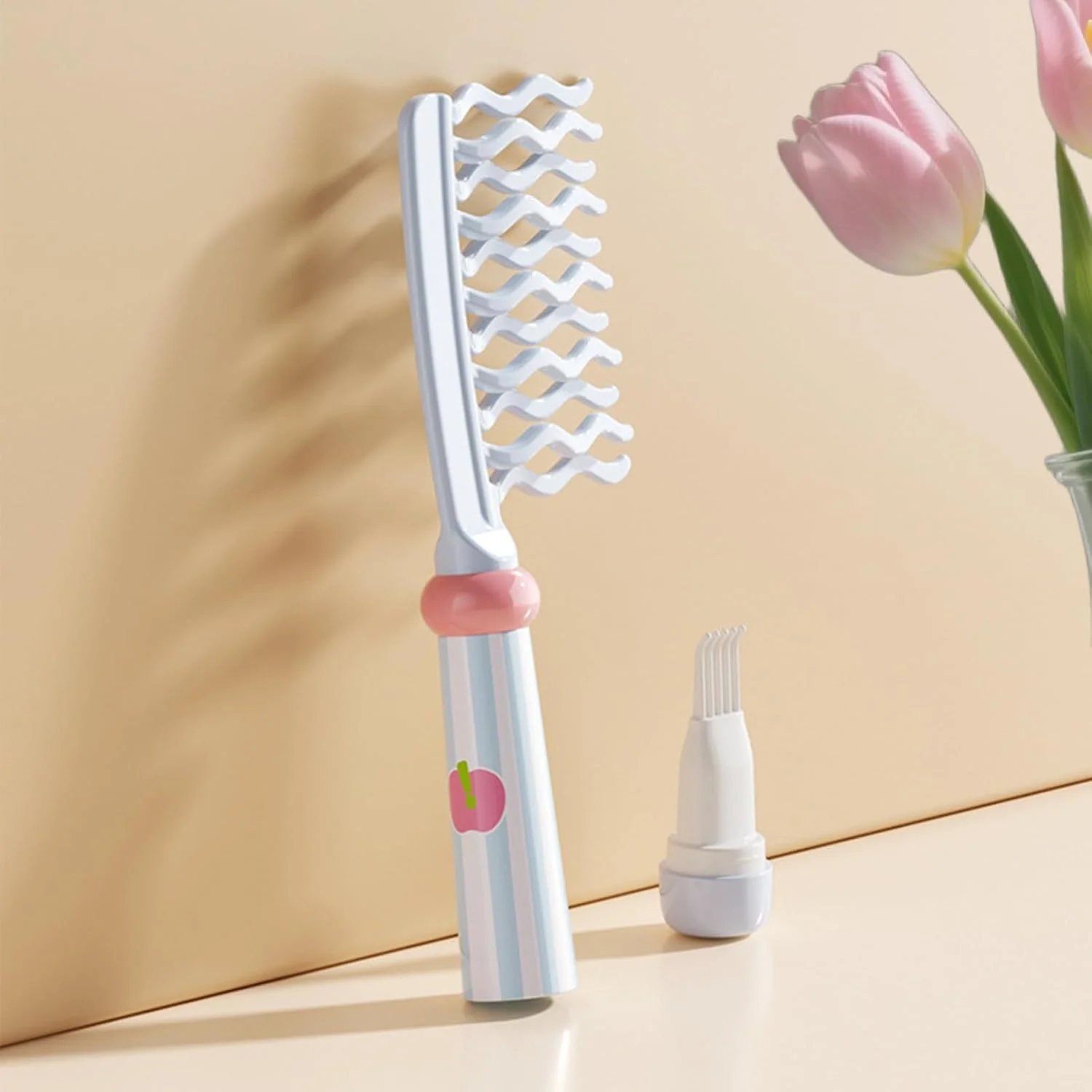 شانه فر کننده مو، شانه دندانه پهن - ابزارهای حالت دهنده مو بزرگ آنتی استاتیک با دسته، برس ابزار ماساژ پوست سر برای حجم دهی موهای فر بلند خشک و مرطوب