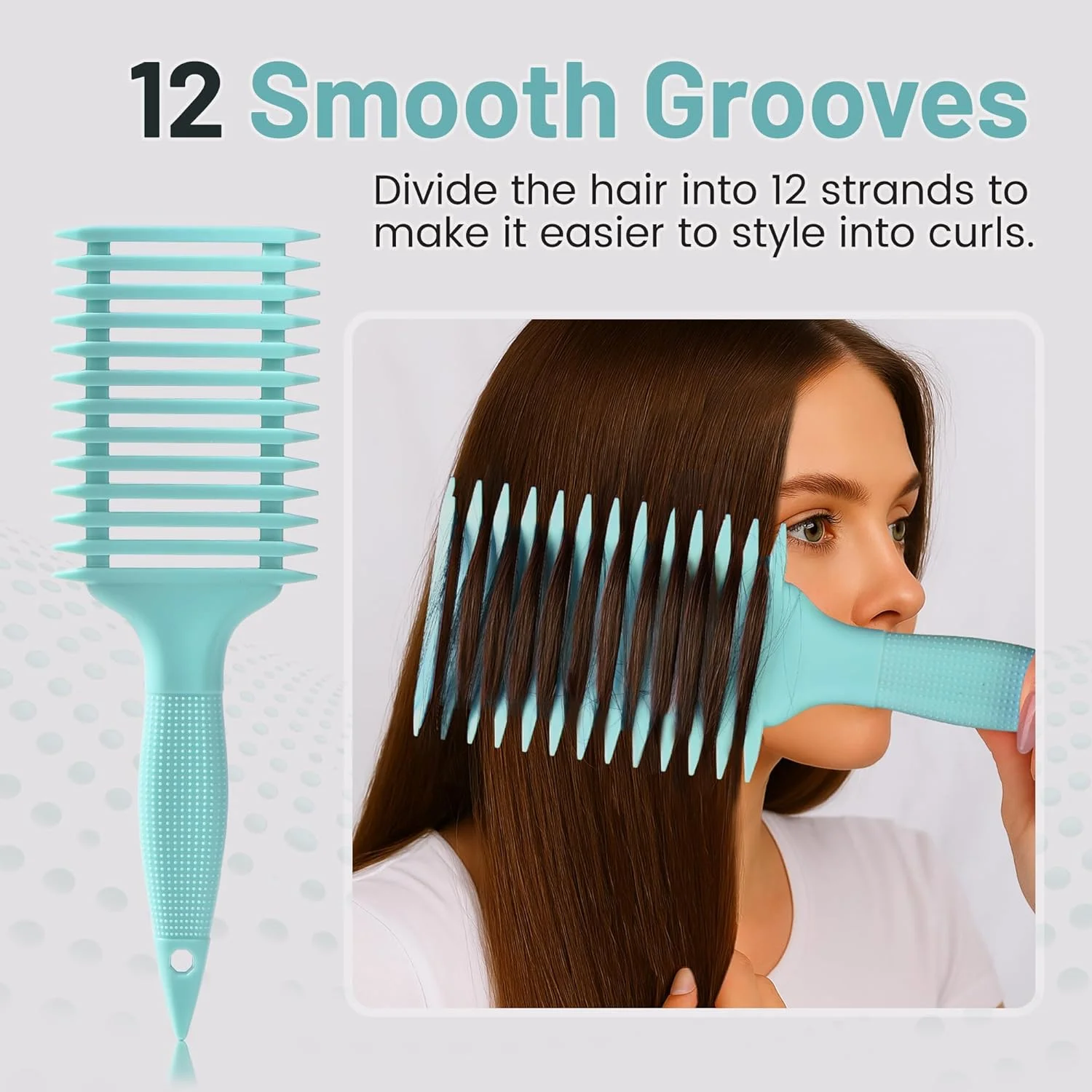 برس مو فر، برس فر کننده الاستیک راحت، برس حالت دهنده فر، برس حالت دهنده فر، برس مو برای باز کردن گره مو برای زنان (سبز)