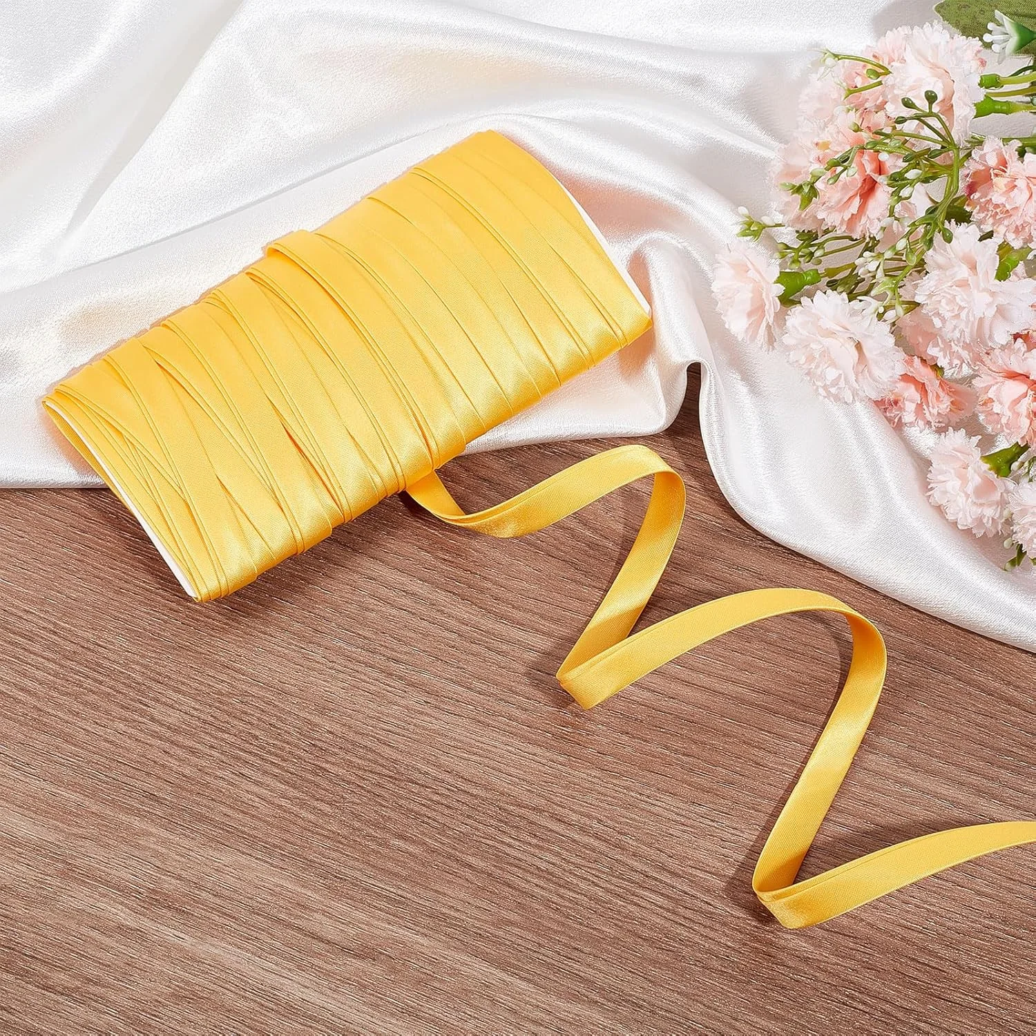 نوار اریب ساتن NICENEEDED، 9 متر نوار مغزی ساتن تاشو دوبل، تزئینات ساتن پارچه پلی استر برای تزئینات چیونگسام و لبه دوزی لباس نوار اریب ساتن NICENEEDED، 9 متر نوار مغزی ساتن تاشو دوبل، تزئینات ساتن پارچه پلی استر برای تزئینات چیونگسام و لبه دوزی لباس