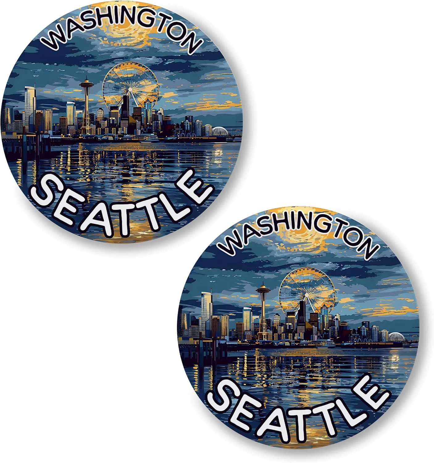 No Thorns Media Seattle Washington ست 2 عددی دکمه های سنجاقی 2.25 اینچی - پین های سرگرم کننده برای لباس، کوله پشتی، کلاه و ژاکت - نشان های یقه کارتونی، یکپارچهسازی با سیستمعامل و پانک، شعارها و پین های مهمانی ID45000