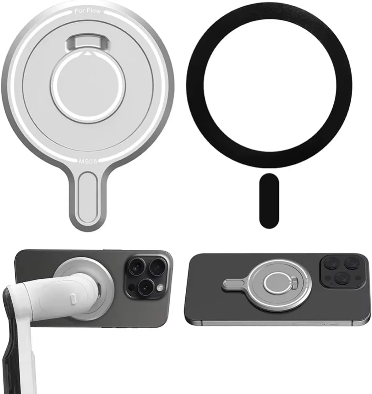 پایه آداپتور مغناطیسی گیمبال SKEIDO برای Insta360 Flow Pro/Flow، آداپتور مغناطیسی آلیاژ آلومینیوم برای Magsafe آیفون، پایه رهاسازی سریع با حلقه مغناطیسی برای گوشی های هوشمند سری اندروید