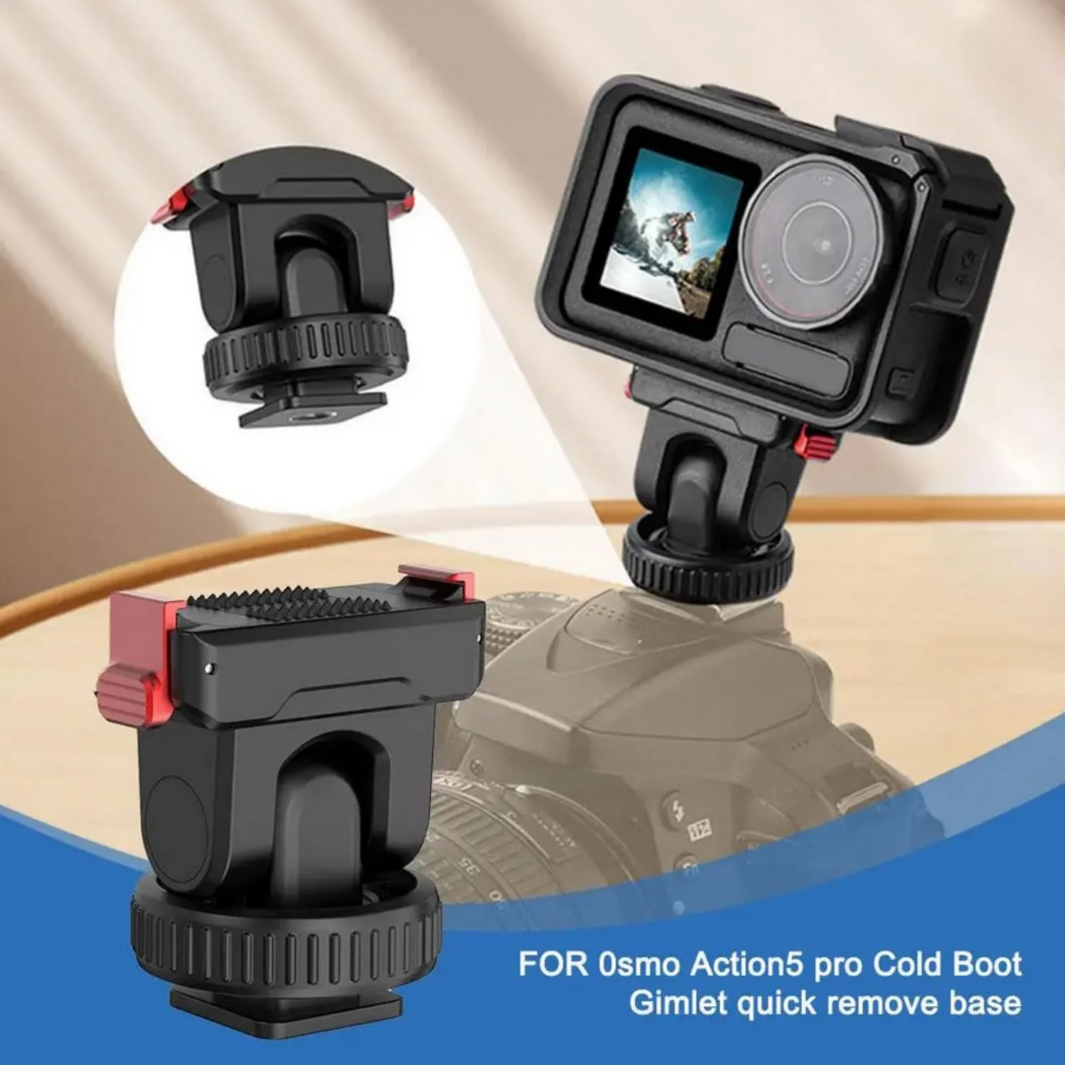پایه اتصال سریع کفشک سرد SKEIDO برای DJI Osmo Action 5 Pro/4/3، طراحی کفشک سرد، پایه اتصال سریع گیمبال فلزی برای جدا کردن سریع پایه اتصال سریع کفشک سرد SKEIDO برای DJI Osmo Action 5 Pro/4/3، طراحی کفشک سرد، پایه اتصال سریع گیمبال فلزی برای جدا کردن سریع