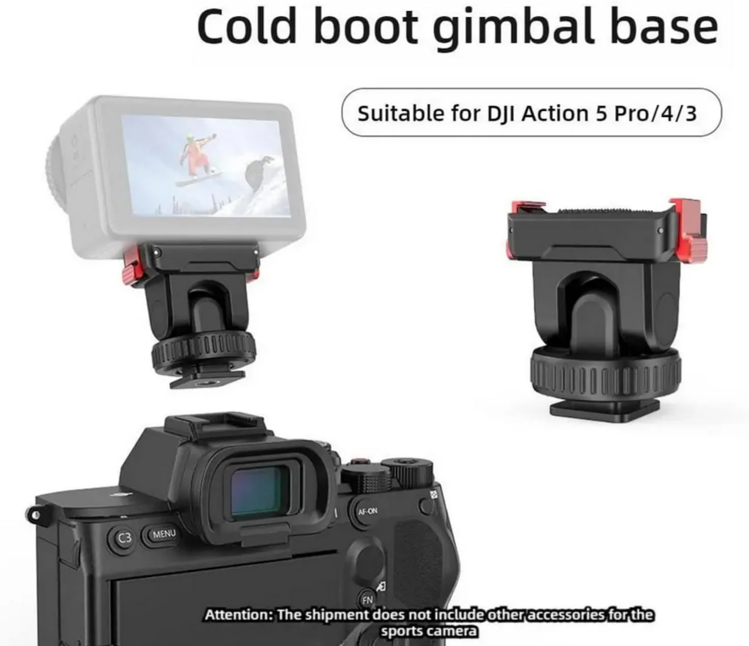 پایه اتصال سریع کفشک سرد SKEIDO برای DJI Osmo Action 5 Pro/4/3، طراحی کفشک سرد، پایه اتصال سریع گیمبال فلزی برای جدا کردن سریع پایه اتصال سریع کفشک سرد SKEIDO برای DJI Osmo Action 5 Pro/4/3، طراحی کفشک سرد، پایه اتصال سریع گیمبال فلزی برای جدا کردن سریع