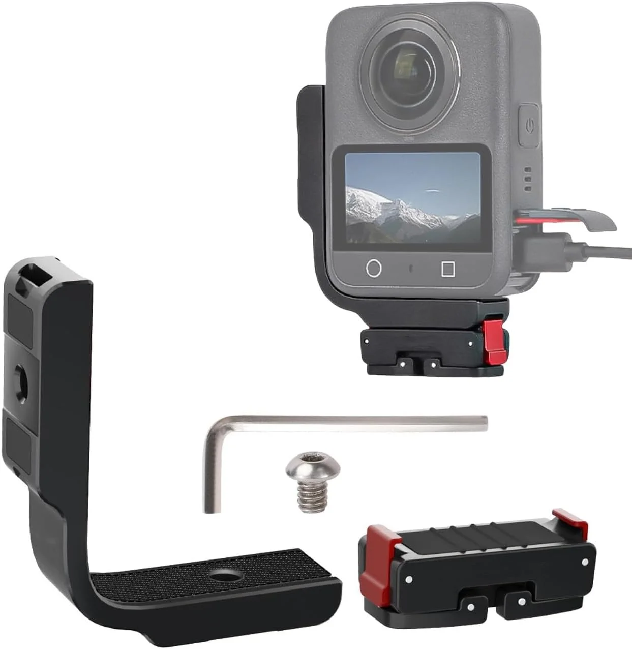 براکت نصب افقی SKEIDO L برای DJI Osmo 360، براکت مغناطیسی دوربین، آلیاژ آلومینیوم، پایه نگهدارنده عرضی 90 درجه با سوراخ پیچ 1/4 اینچی و آداپتور رابط تاشو دو شاخه براکت نصب افقی SKEIDO L برای DJI Osmo 360، براکت مغناطیسی دوربین، آلیاژ آلومینیوم، پایه نگهدارنده عرضی 90 درجه با سوراخ پیچ 1/4 اینچی و آداپتور رابط تاشو دو شاخه