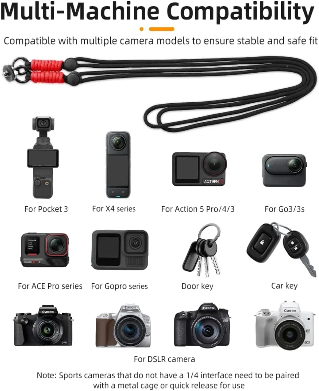 بند گردنی SKEIDO برای DJI OSMO Pocket 3 ضد گم شدن با پیچ 1/4، سازگار با دوربین گیمبال دستی Pocket 3، لوازم جانبی محافظ بند گردنی SKEIDO برای DJI OSMO Pocket 3 ضد گم شدن با پیچ 1/4، سازگار با دوربین گیمبال دستی Pocket 3، لوازم جانبی محافظ