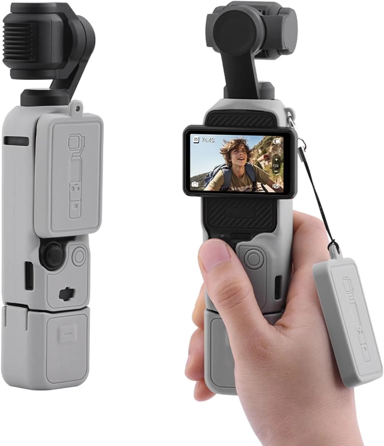 کیف سیلیکونی محافظ دوربین DJI OSMO Pocket 3 مدل SKEIDO به همراه درپوش لنز ضد خش و بند آویز کیف سیلیکونی محافظ دوربین DJI OSMO Pocket 3 مدل SKEIDO به همراه درپوش لنز ضد خش و بند آویز