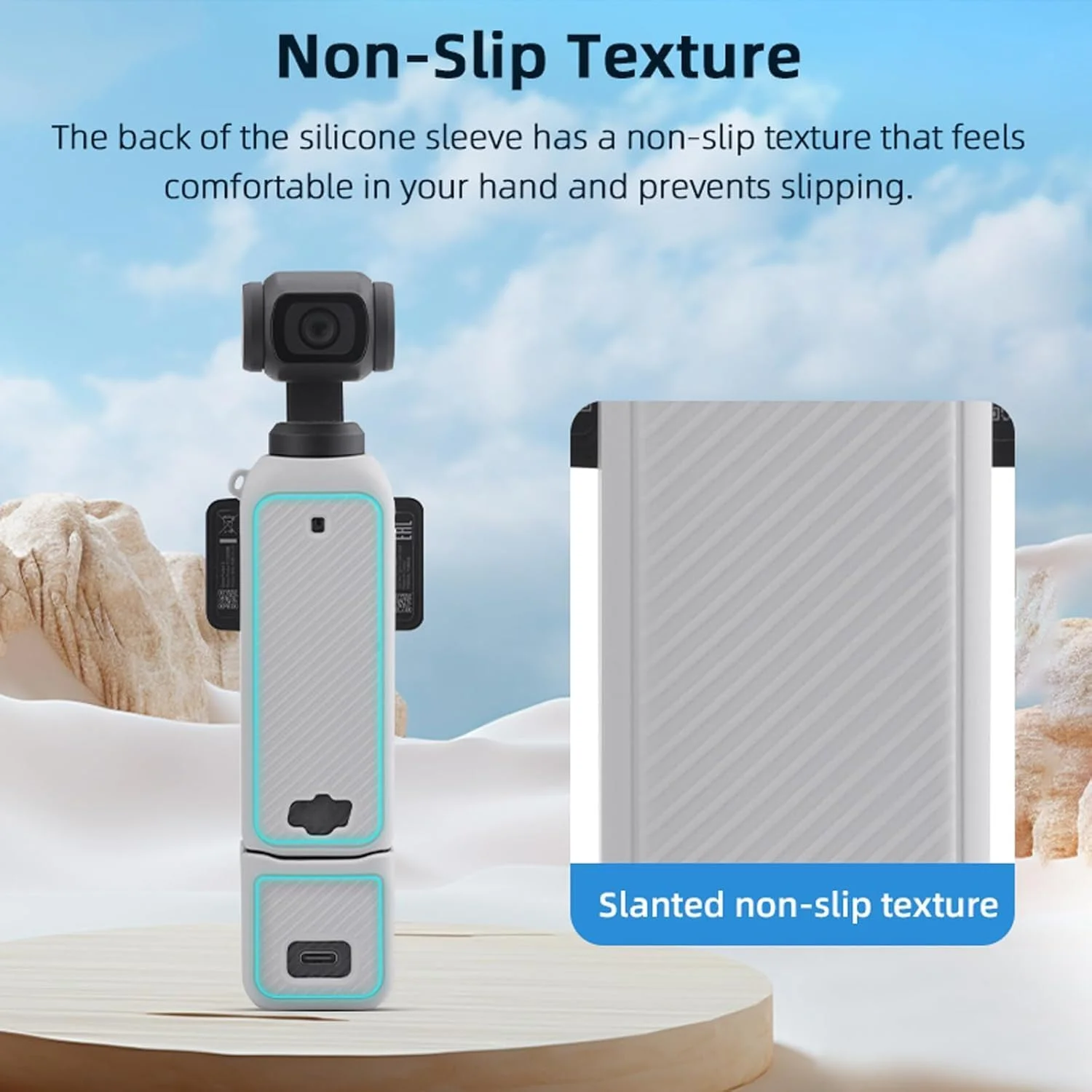 کیف سیلیکونی محافظ دوربین DJI OSMO Pocket 3 مدل SKEIDO به همراه درپوش لنز ضد خش و بند آویز کیف سیلیکونی محافظ دوربین DJI OSMO Pocket 3 مدل SKEIDO به همراه درپوش لنز ضد خش و بند آویز