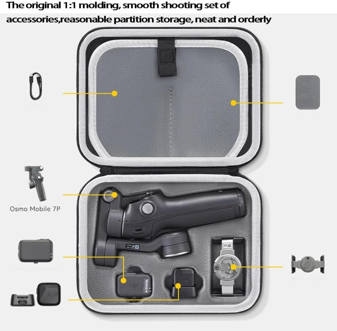 کیف حمل یک عددی SKEIDO برای DJI Osmo Mobile 7P/7، کیف نگهداری شانه ای ضد آب برای لوازم جانبی گیمبال DJI OM7/7Pro (خاکستری)