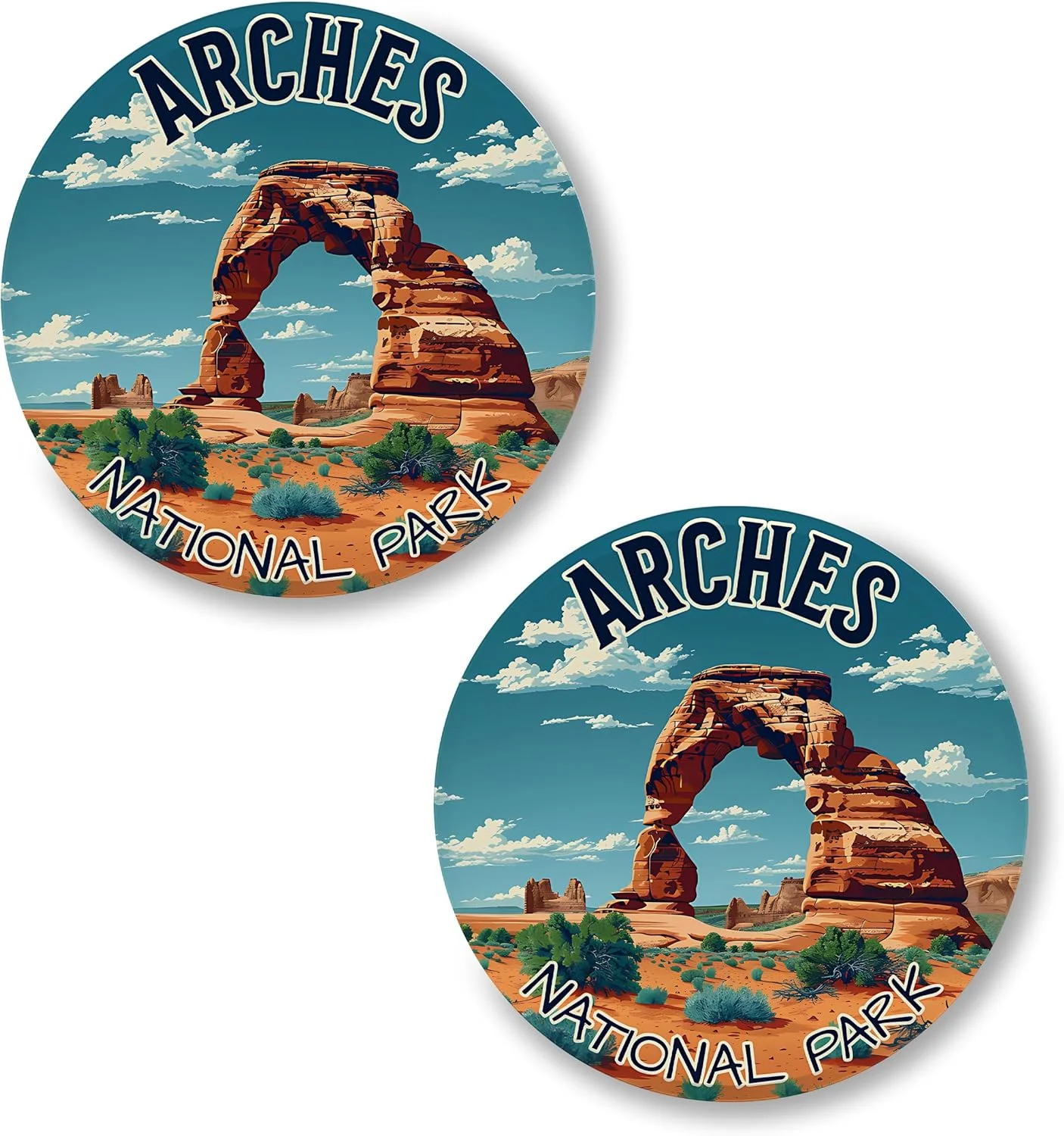 No Thorns Media Arches National Park Utah 2 Pack Pinback Buttons 2.25" Fun Pins for Clothes, Backpacks, Hats, and Jackets - Cartoon, Retro, and Punk Style Lapel Badges, Slogans, and Party Pins ID45000