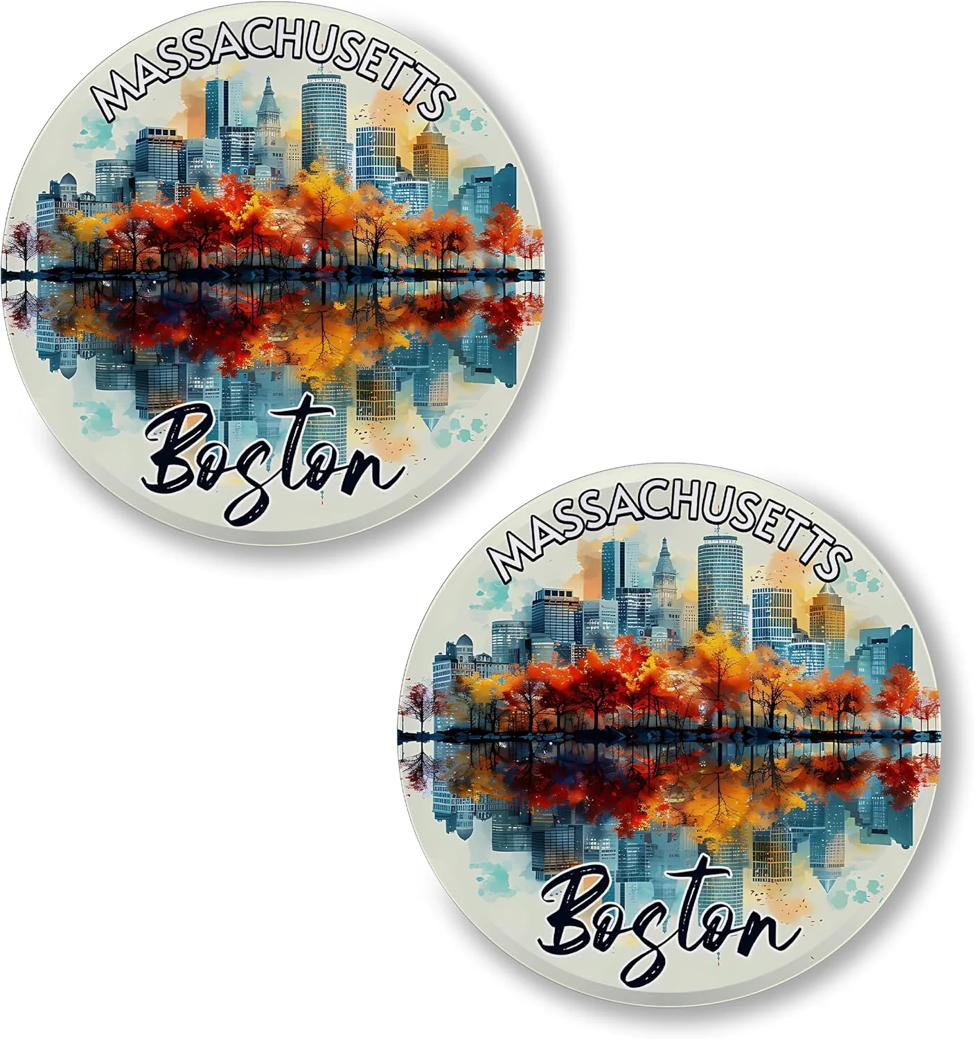 No Thorns Media Boston Massachusetts 2 Pack Pinback Buttons 2.25" Fun Pins for Clothes, Backpacks, Hats, and Jackets - Cartoon, Retro, and Punk Style Lapel Badges, Slogans, and Party Pins ID45000
