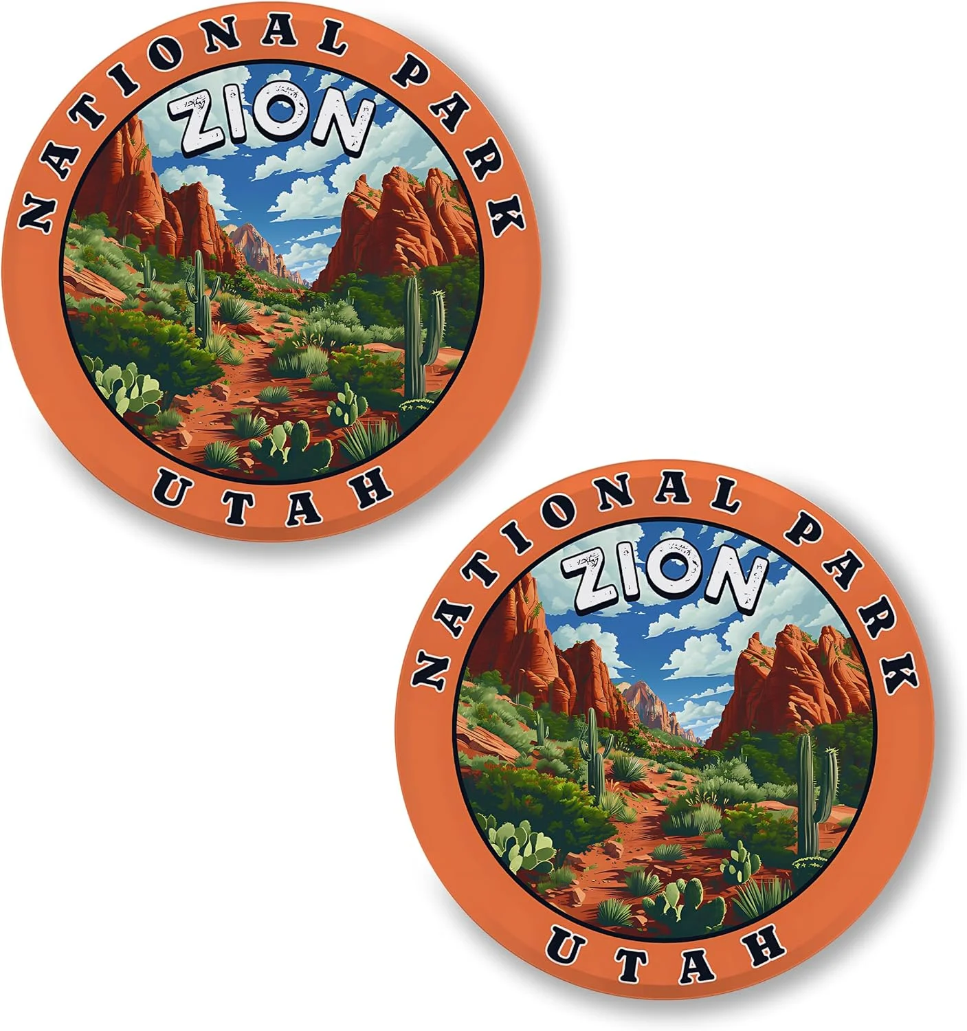 No Thorns Media Zion National Park Utah 2 Pack Pinback Buttons 2.25" Fun Pins for Clothes, Backpacks, Hats, and Jackets - Cartoon, Retro, and Punk Style Lapel Badges, Slogans, and Party Pins ID45000