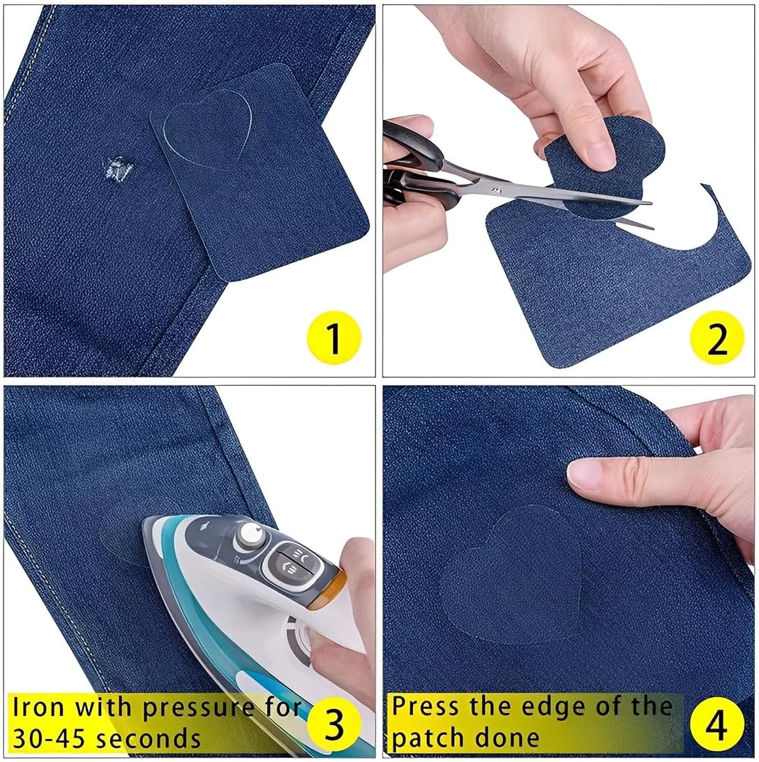 NOPKESV بسته 12 عددی وصله جین اتویی، کیت تعمیر، وصله های مربعی پنبه ای برای شلوار جین، ژاکت، کیف های DIY (جین) NOPKESV بسته 12 عددی وصله جین اتویی، کیت تعمیر، وصله های مربعی پنبه ای برای شلوار جین، ژاکت، کیف های DIY (جین)