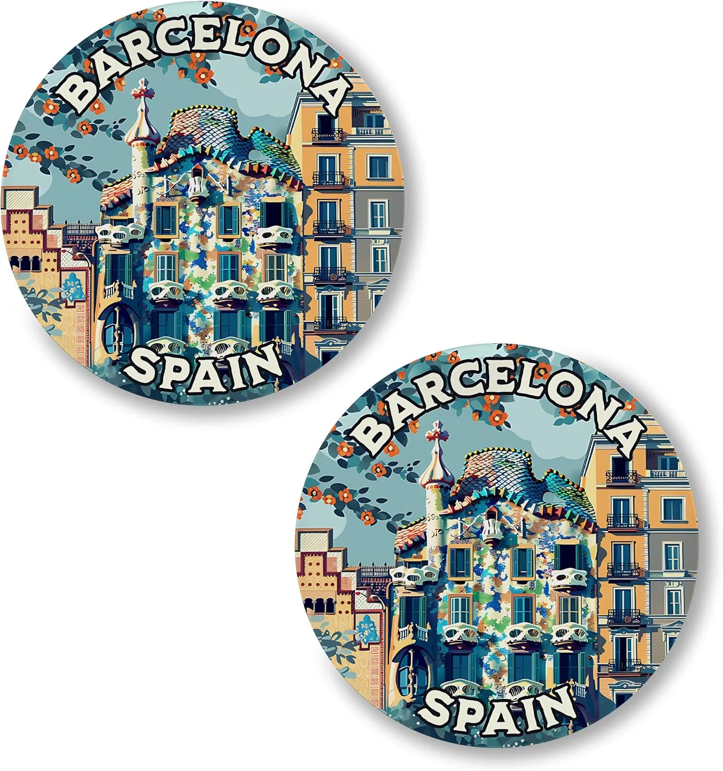 No Thorns Media Barcelona Spain بسته 2 عددی دکمه های سنجاقی 2.25 اینچی - پین های سرگرم کننده برای لباس، کوله پشتی، کلاه و ژاکت - نشان های یقه کارتونی، یکپارچهسازی با سیستمعامل و پانک، شعارها و پین های مهمانی ID45000