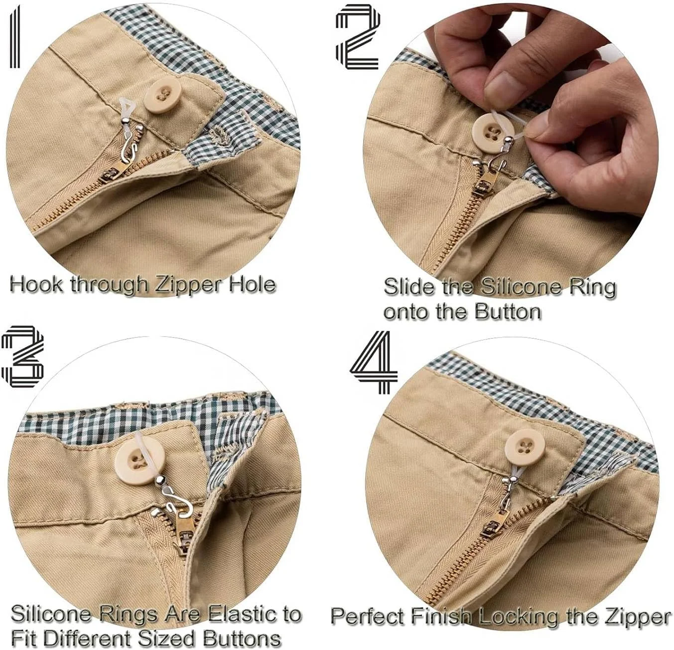 NISHZHU Zipper Holder Upper for Jeans Keep Zipper Up on Pants - Hook for Jeans Zipper and Button - Clasp to Keep Pants Zipper Up, Fine Workmanship