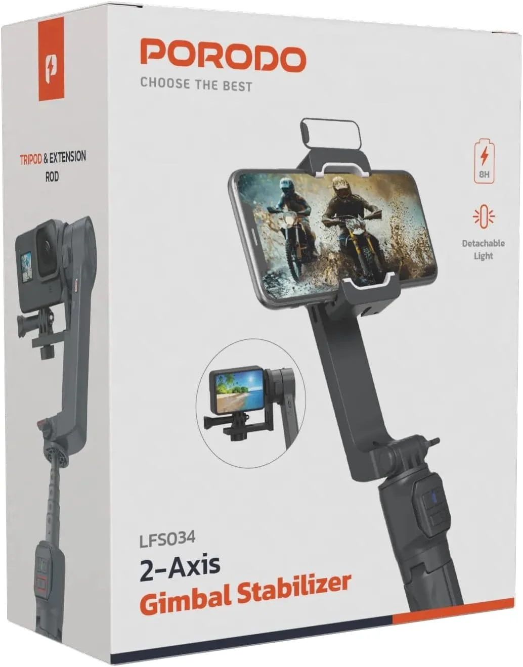 Porodo Anti-Shake Gimbal with rotatable central control - Black