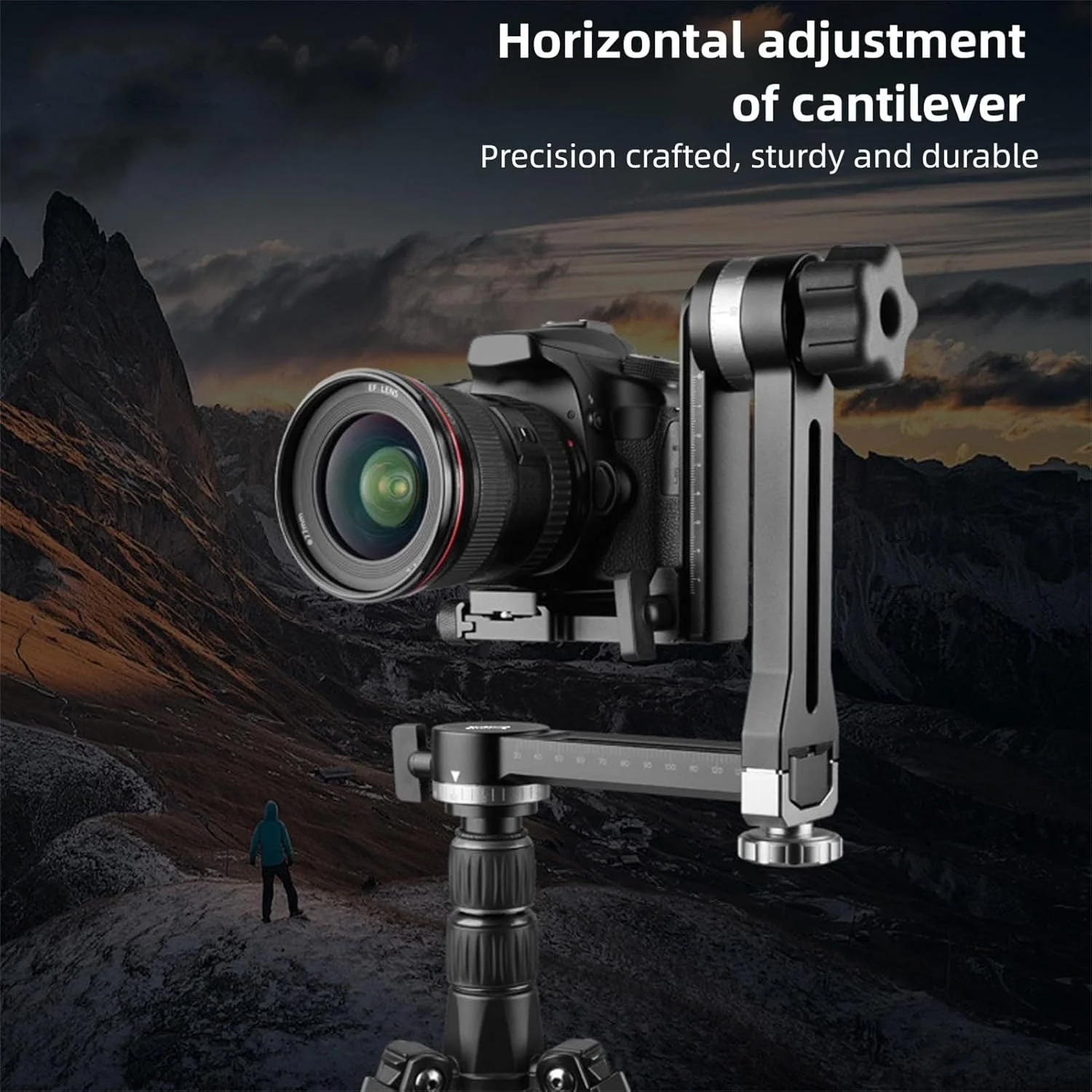 Bewinner ​​3 Axis Handheld Camera Stabilizer Head with 360° Rotation Base, Horizontally Adjustable Arm Quick Release Plate Aluminum Alloy Construction for DSLR and Mirrorless​​
