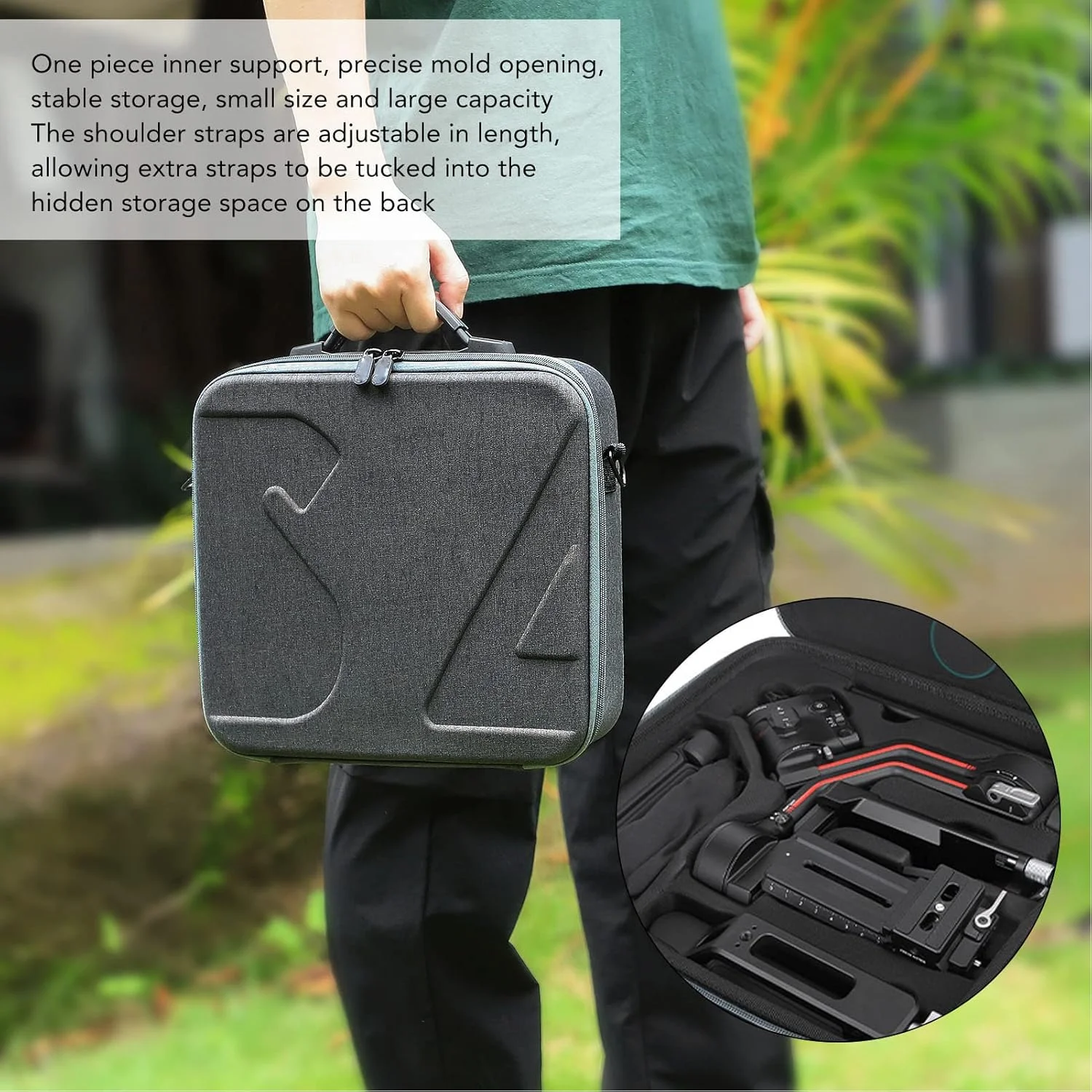 کیف شانه ای برای Ronin RS3، کیف تثبیت کننده با ظرفیت بزرگ با زیپ دوتایی، محافظت ضد ضربه، بند های قابل تنظیم، کیف مسافرتی قابل حمل برای لوازم جانبی گیمبال