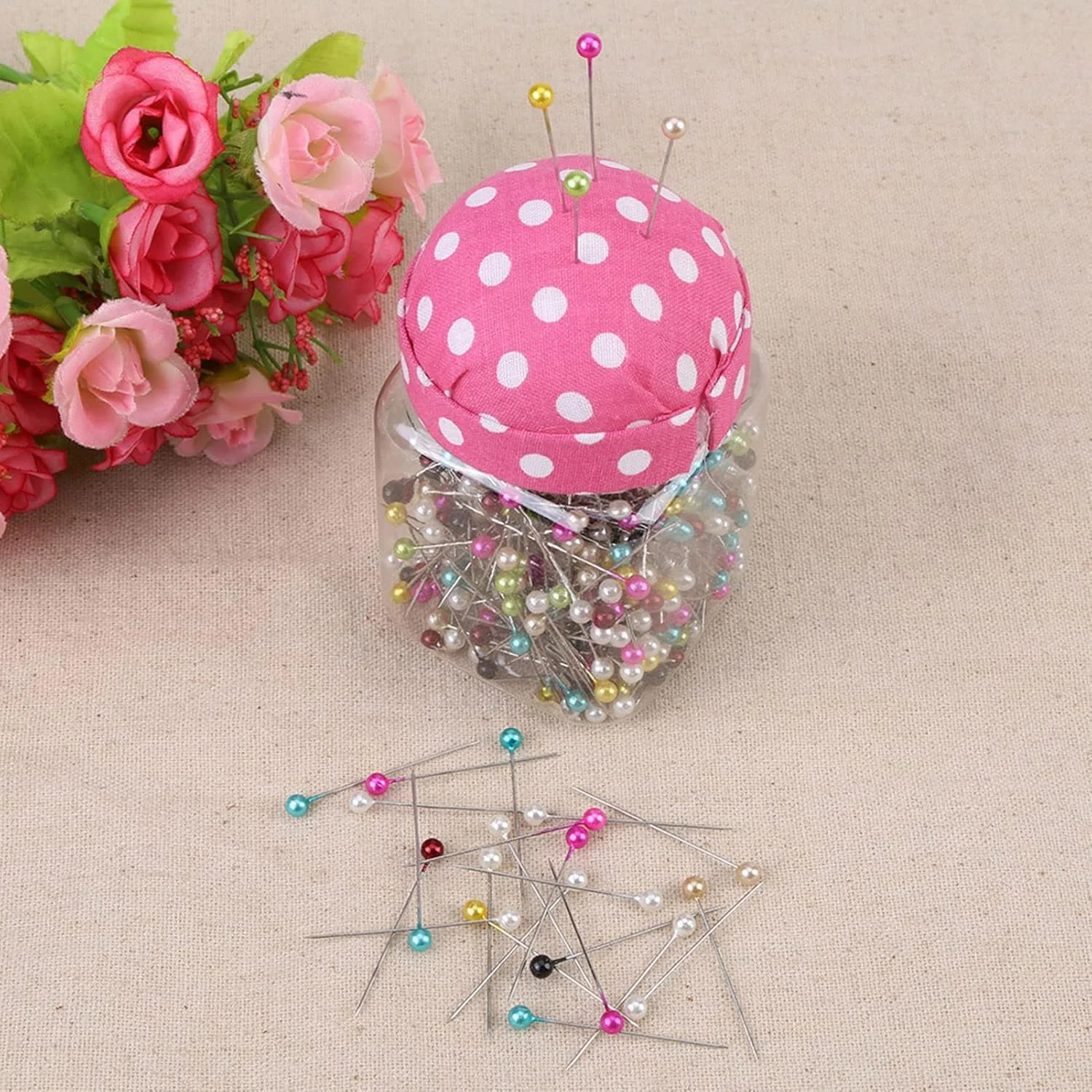 Pack of 500 Bead Needles Quilting Needles in Fabric Covered Pin Cushion Bottle Sewing Craft Bead Needles Pin Cushion for Sewing Quilting Crafts Pack of 500 Bead Needles Quilting Needles in Fabric Covered Pin Cushion Bottle Sewing Craft Bead Needles Pin Cushion for Sewing Quilting Crafts