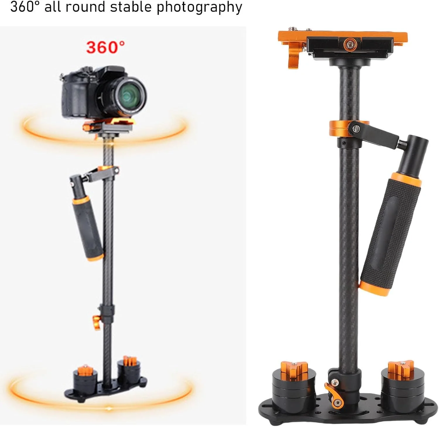 استابلایزر دوربین DSLR سه محوره دستی Bewinner با میله مرکزی تلسکوپی، استابلایزر دوربین DSLR برای پخش زنده ویدئو DV، گیمبال جمع و جور برای ولاگ