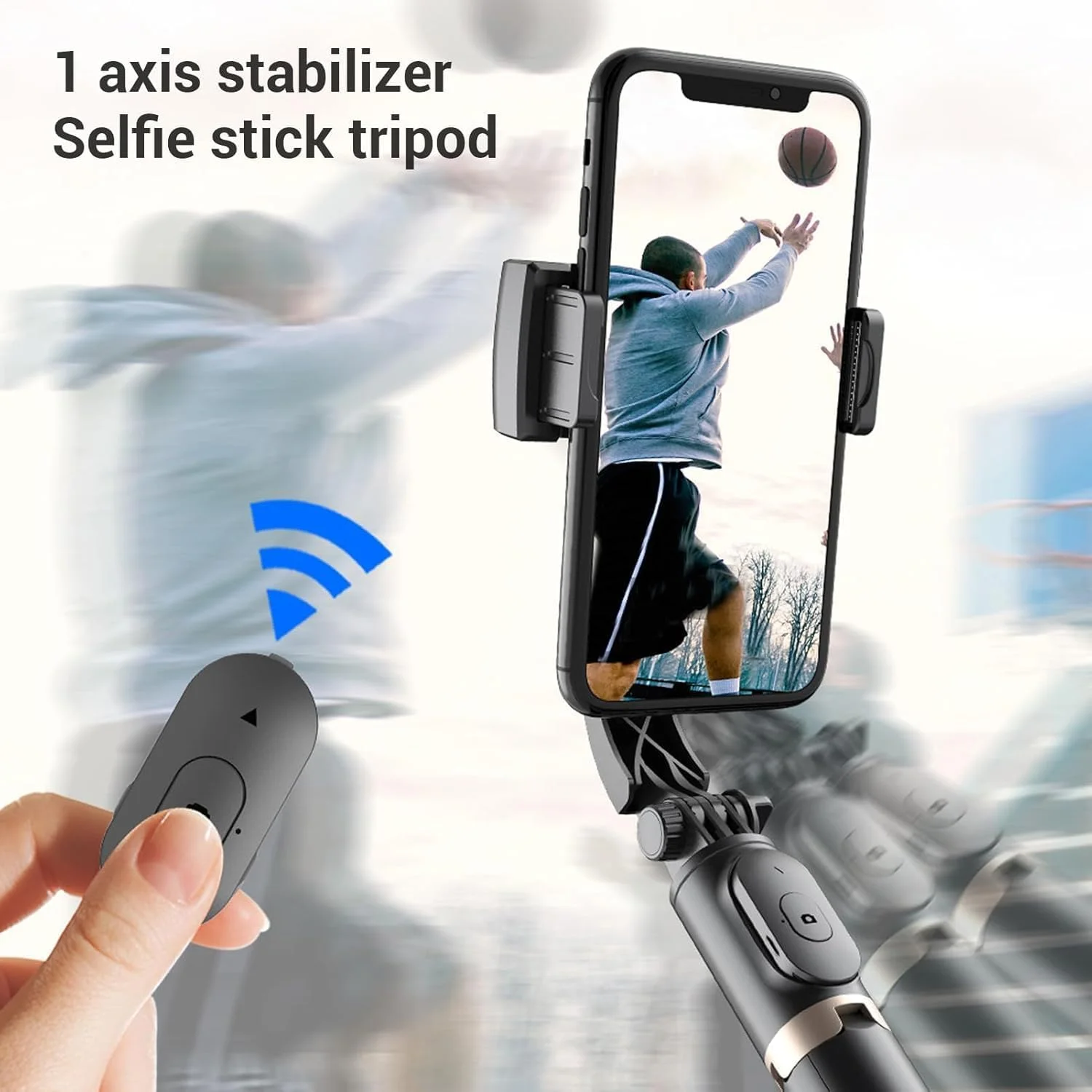 لرزشگیر گیمبال Bewinner برای تلفن هوشمند، تک محور چند منظوره با چرخش 360 درجه خودکار، سه پایه با ریموت کنترل بی سیم، نگهدارنده تلفن همراه قابل حمل، گیمبال تک محور تعادل خودکار برای Tiktok Vlog