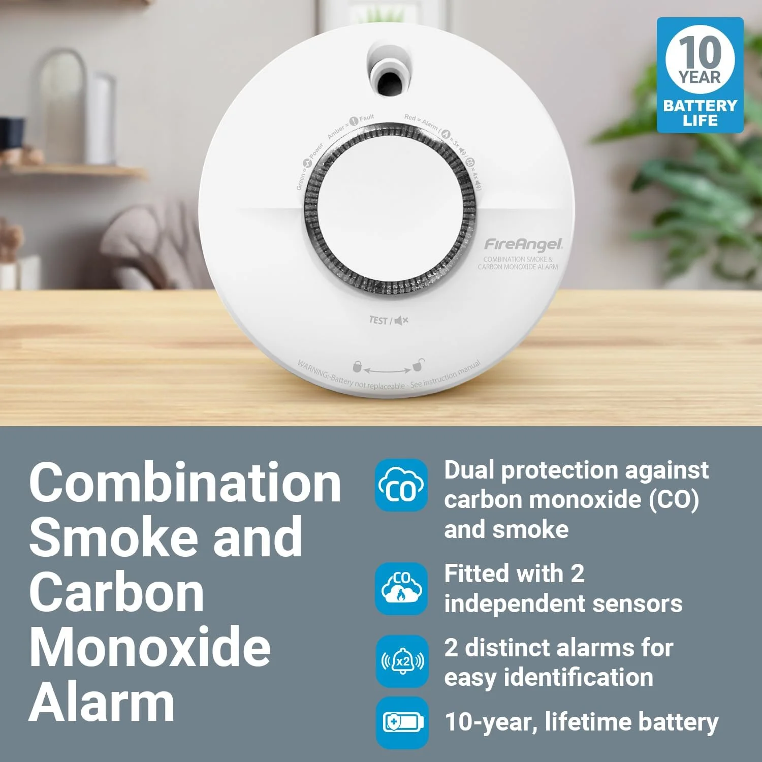 آلارم دود و مونوکسید کربن FireAngel SCB10-R، سفید آلارم دود و مونوکسید کربن FireAngel SCB10-R، سفید