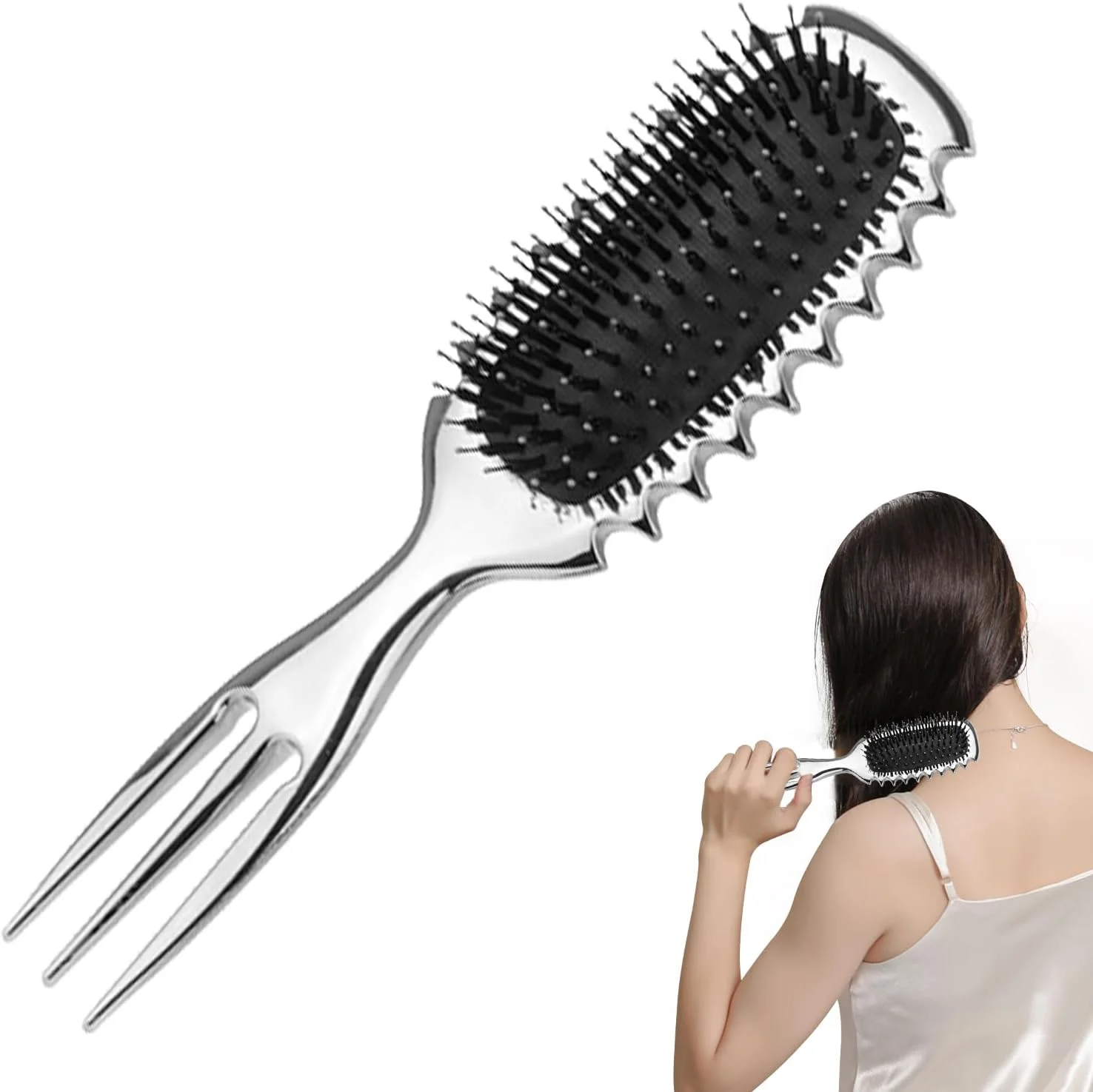 برس حالت دهنده مو فرفری - برس حالت دهنده مو | شانه ماساژ چند منظوره برای حالت دادن به موهای فر مناسب سفر، ماموریت کاری، فضای باز و مدرسه