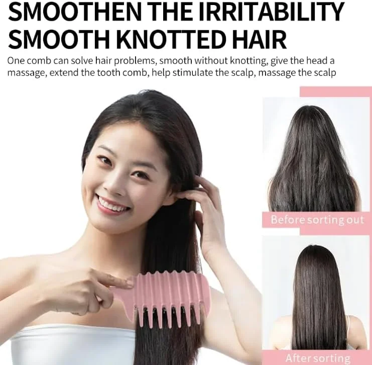 Curl Defining Hair Brush With Comb – Detangling & Styling Brush with Non-Slip Sectioning Handle, Flexible Nylon Bristles for Curly, Wavy, Coily Hair– Wet or Dry Use -Pink