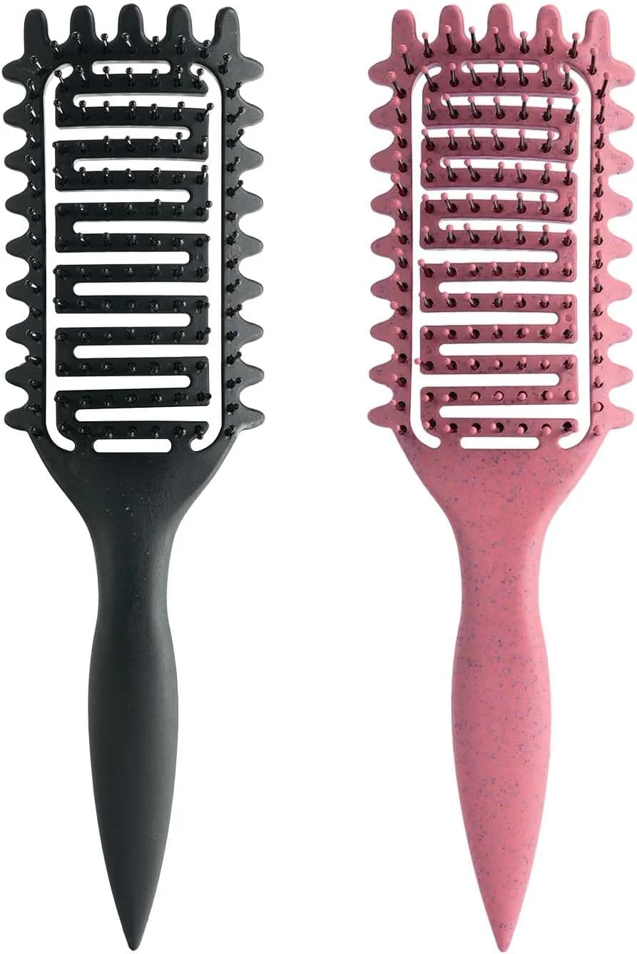 Curl Defining Brush,2024 Curly Hair Brush,Vented Hair Brush for Detangling, Shaping and Defining Curls For Women and Men Less Pulling (Pink Black)