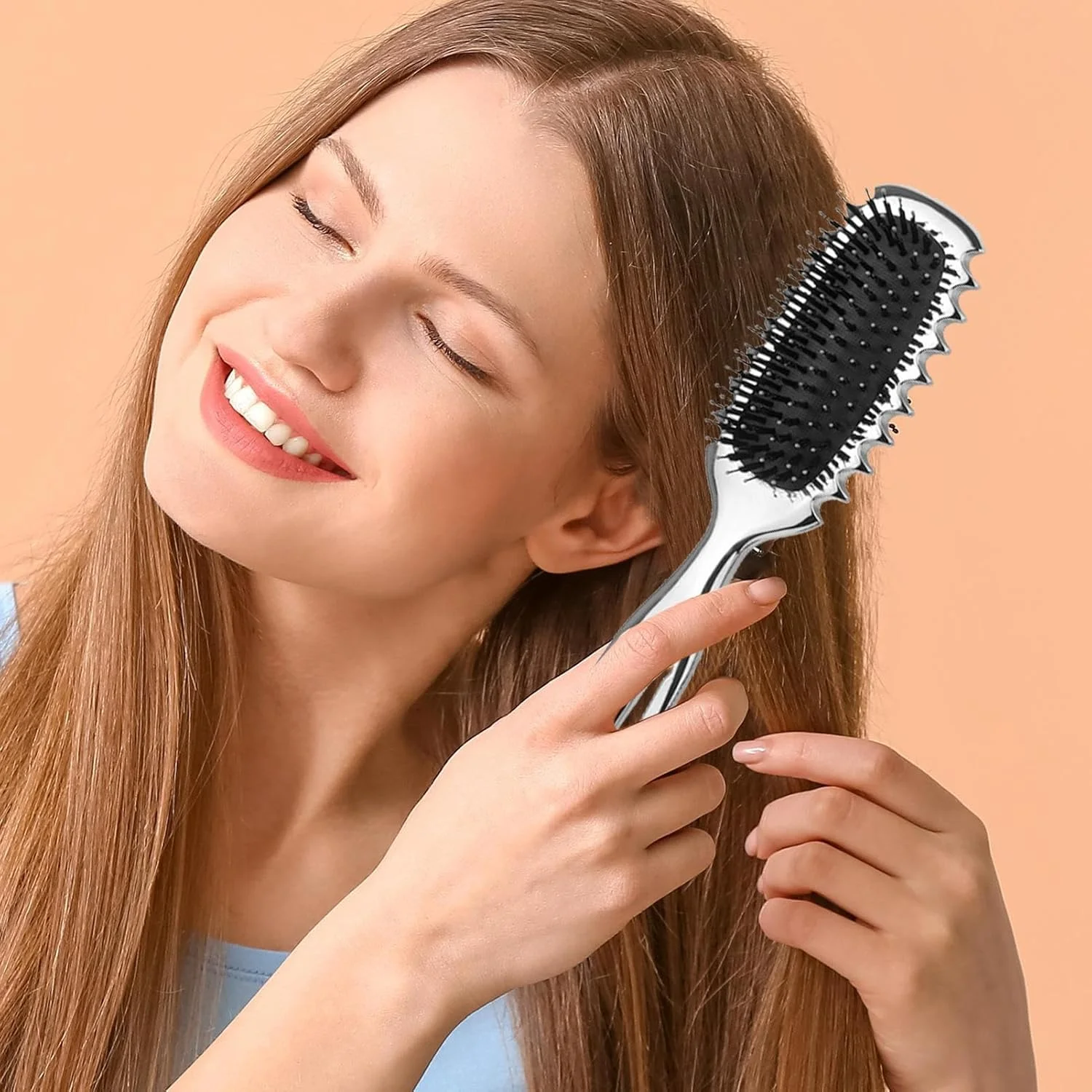 برس حالت دهنده مو فرفری - برس حالت دهنده مو | شانه ماساژ چند منظوره برای حالت دادن به موهای فر مناسب سفر، ماموریت کاری، فضای باز و مدرسه
