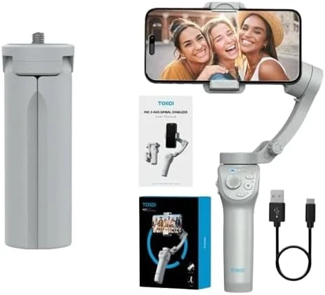 لرزشگیر موبایل سه محوره دستی REBENUO TOKQI M01، استابلایزر فیلمبرداری ضد لرزش برای تلفن های هوشمند، ولاگ، تیک تاک و یوتیوب