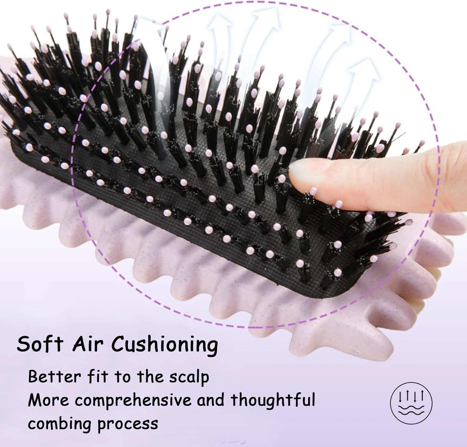 برس حالت دهنده فر، 1 عدد برس موی فر، برس برای موهای فر، برای شانه کردن و حالت دادن به فرهای مردانه و زنانه برای کاهش کشیدگی (صورتی)