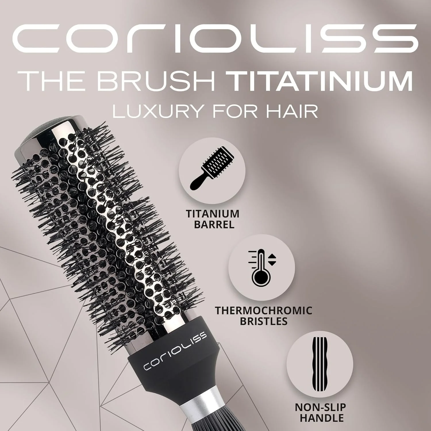 CORIOLISS | برس مو زنانه | برس موی یونی گرد تیتانیومی حرفه ای | ایده آل برای حالت دادن به انواع مو 43 میلی متر