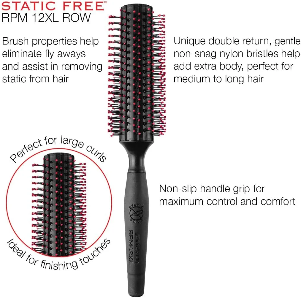 برس گرد مو 12 ردیفه Cricket Static Free RPM - فر کردن، خشک کردن و حالت دادن آسان مو، ایده آل برای حجم دادن و ایجاد ظاهری صاف، مناسب برای انواع مو، هدیه ای عالی برای روز مادر