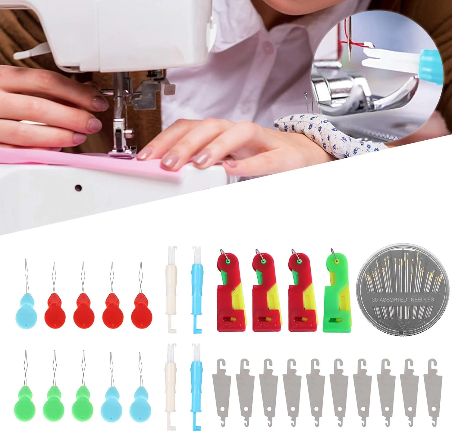 سوزن نخ کن NDNCZDHC برای خیاطی دستی با سوزن کدو شکل، سوزن نخ کن اتوماتیک، سوزن نخ کن برای چرم، جین سوزن نخ کن NDNCZDHC برای خیاطی دستی با سوزن کدو شکل، سوزن نخ کن اتوماتیک، سوزن نخ کن برای چرم، جین
