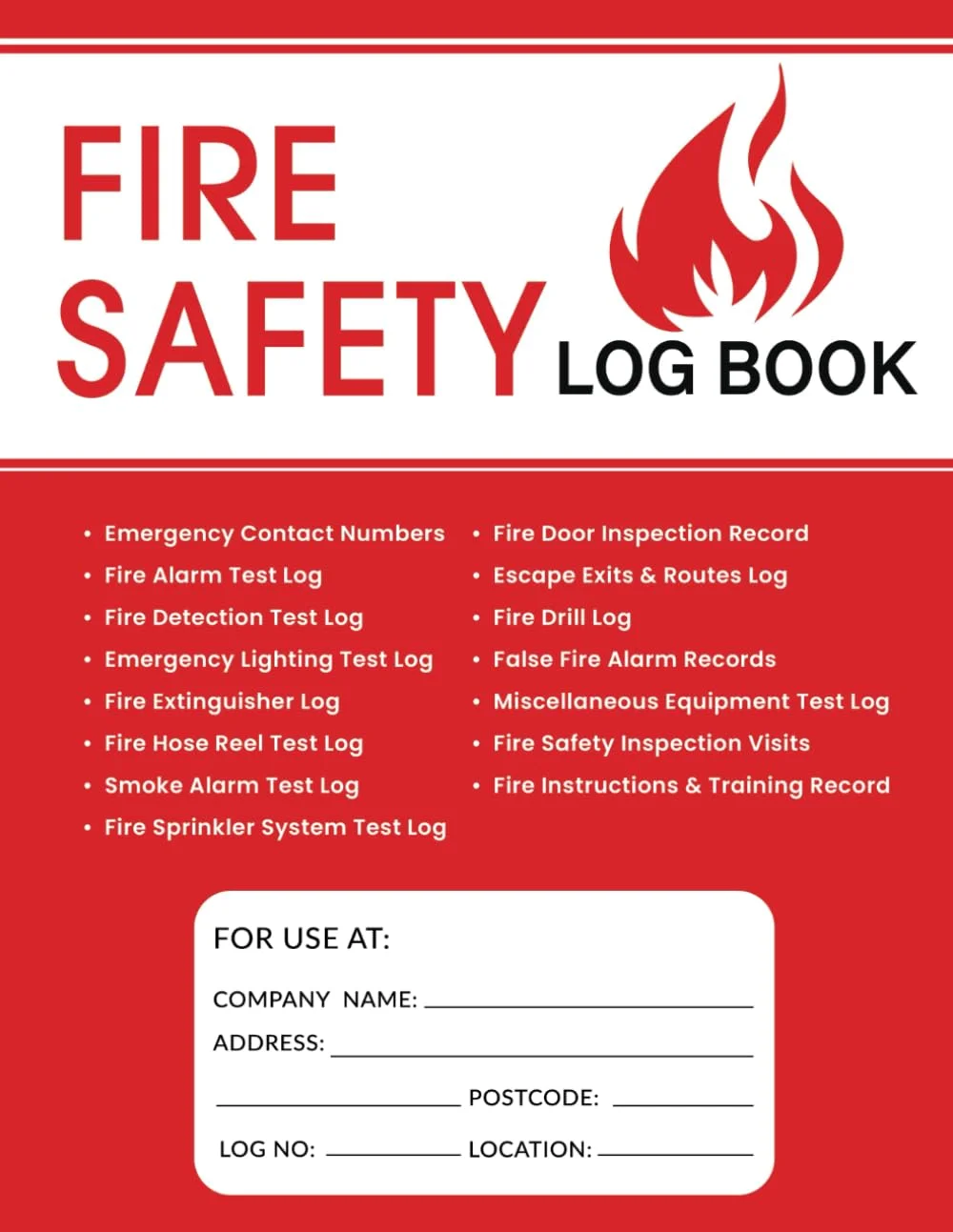 دفتر ثبت ایمنی آتش نشانی: ثبت بازرسی ها و آزمایش های تمرینات، آشکارسازهای دود، آلارم ها، خاموش کننده ها، سیستم های آب پاش و چراغ های اضطراری برای املاک مسکونی و تجاری دفتر ثبت ایمنی آتش نشانی: ثبت بازرسی ها و آزمایش های تمرینات، آشکارسازهای دود، آلارم ها، خاموش کننده ها، سیستم های آب پاش و چراغ های اضطراری برای املاک مسکونی و تجاری