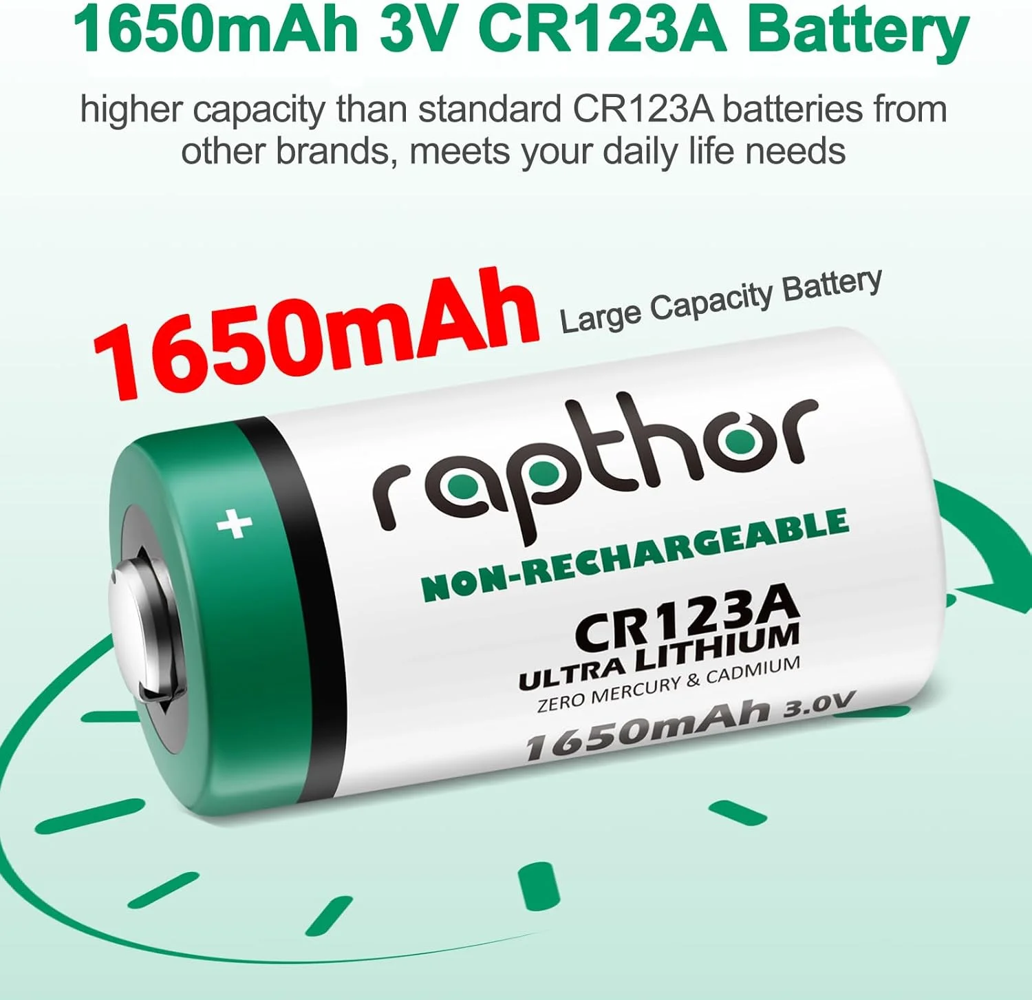 بسته 20 عددی باتری لیتیومی 3 ولت Rapthor CR123A با توان بالا 1650mAh مدل CR123 CR17345 مناسب چراغ قوه، میکروفون، اسباب بازی، سیستم اعلام حریق و دتکتور دود - باتری های غیر قابل شارژ 123A مخصوص عکس بسته 20 عددی باتری لیتیومی 3 ولت Rapthor CR123A با توان بالا 1650mAh مدل CR123 CR17345 مناسب چراغ قوه، میکروفون، اسباب بازی، سیستم اعلام حریق و دتکتور دود - باتری های غیر قابل شارژ 123A مخصوص عکس