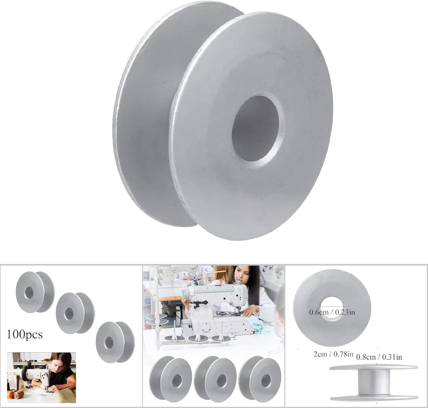 NDNCZDHC 100pcs Bobbins, 0.8" Metal Bobbins for Industrial Sewing Machine, Aluminium Oxide Sewing Machine Bobbins NDNCZDHC 100pcs Bobbins, 0.8" Metal Bobbins for Industrial Sewing Machine, Aluminium Oxide Sewing Machine Bobbins