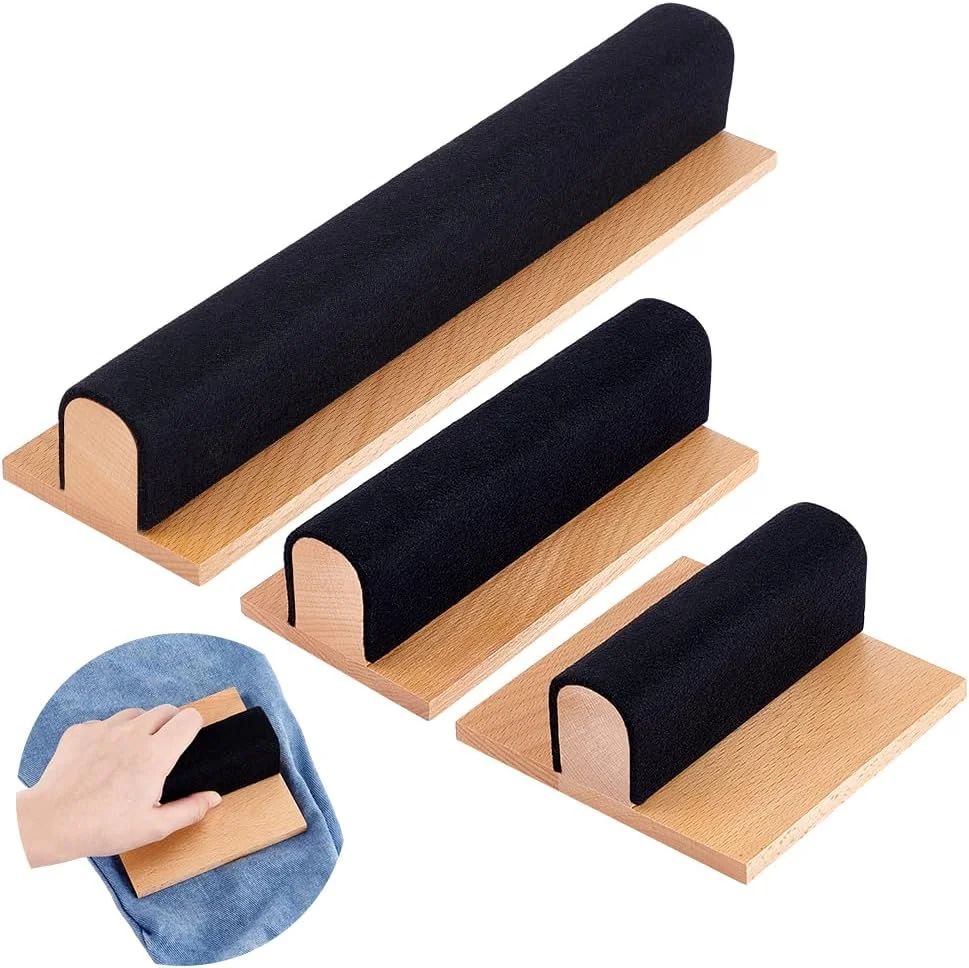 NBEADS بسته 3 عددی کلاپر خیاطی چوبی، ابزار پرس درز چوبی سخت، میله پرس لحاف دوزی با کلاپر، ابزار خیاطی حرفه ای برای صاف کردن پارچه ها، خیاطی و پرس نوک تیز 4.8/6.9/12.6 اینچ