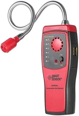 آشکارساز گاز Alopex، آلارم تشخیص نشت گاز قابل حمل، سنسور گاز متان/پروپان قابل احتراق، ردیاب گاز قابل اشتعال با هشدار صوتی، حساسیت قابل تنظیم و پروب انعطاف پذیر