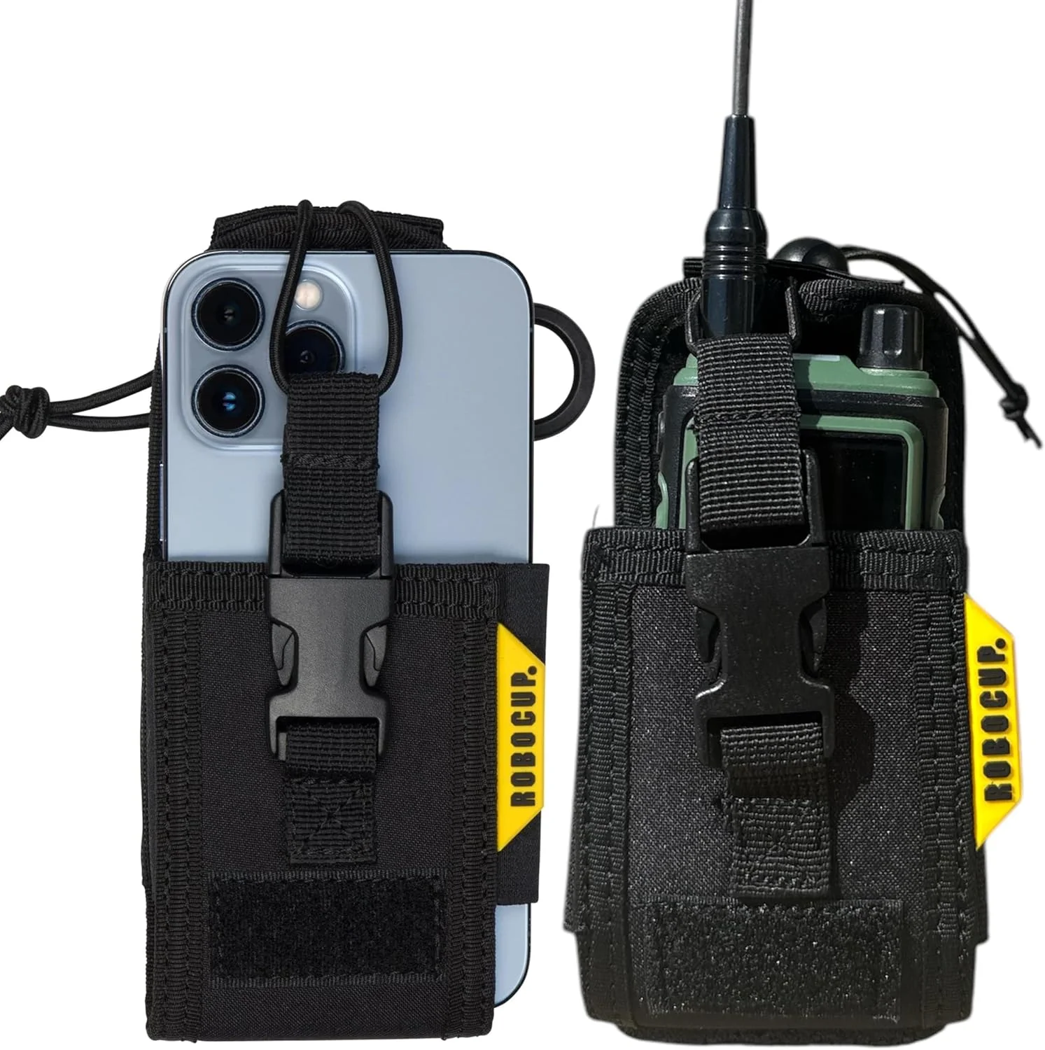 کیف کمری نگهدارنده رادیو دستی دو طرفه، واکی تاکی، GPS، تلفن ROBOCUP، طراحی مقاوم برای کار و ورزش، کناره های الاستیک جهانی برای کابل های میکروفون، دوخت تقویت شده، محل نصب پچ، حلقه D