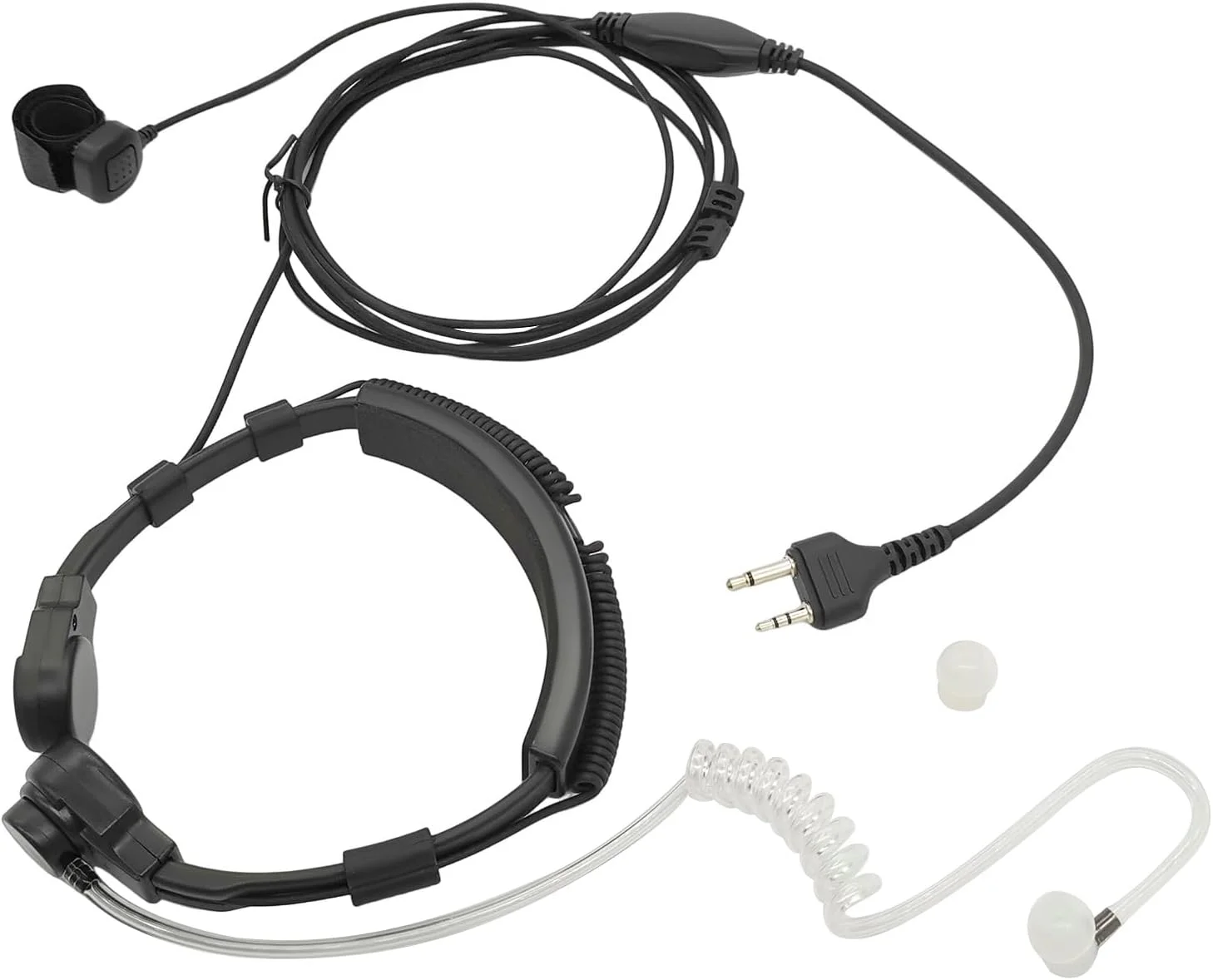 هدست میکروفون گلو قابل تنظیم انعطاف پذیر stdgove، میکروفون گردنی تاکتیکی، گوشی استخوانی برای واکی تاکی های 2 پین Midland GXT LXT GMRS