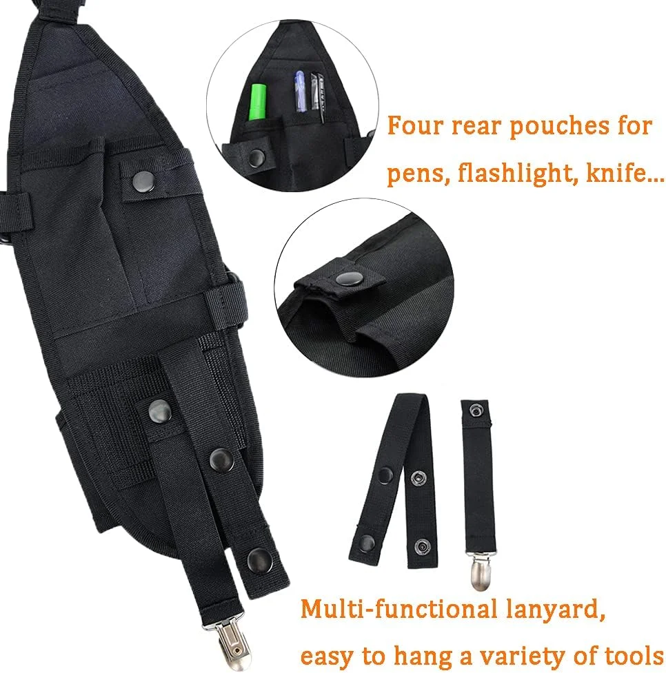 جلیقه نگهدارنده رادیو روی شانه، هولستر سینه ای، جلیقه یونیورسال، کیف نایلونی برای رادیو دو طرفه، لوازم ضروری جستجو و نجات واکی تاکی برای پلیس و آتش نشان