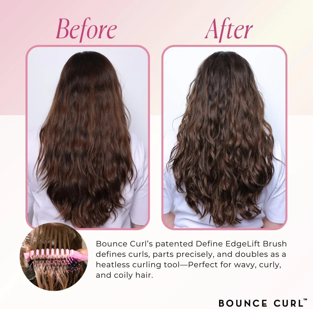 برس حالت دهنده Bounce Curl Define EdgeLift، ابزار 5 در 1 برای فر، موج و حلقه های موی خوش حالت و بدون وز - صورتی برس حالت دهنده Bounce Curl Define EdgeLift، ابزار 5 در 1 برای فر، موج و حلقه های موی خوش حالت و بدون وز - صورتی