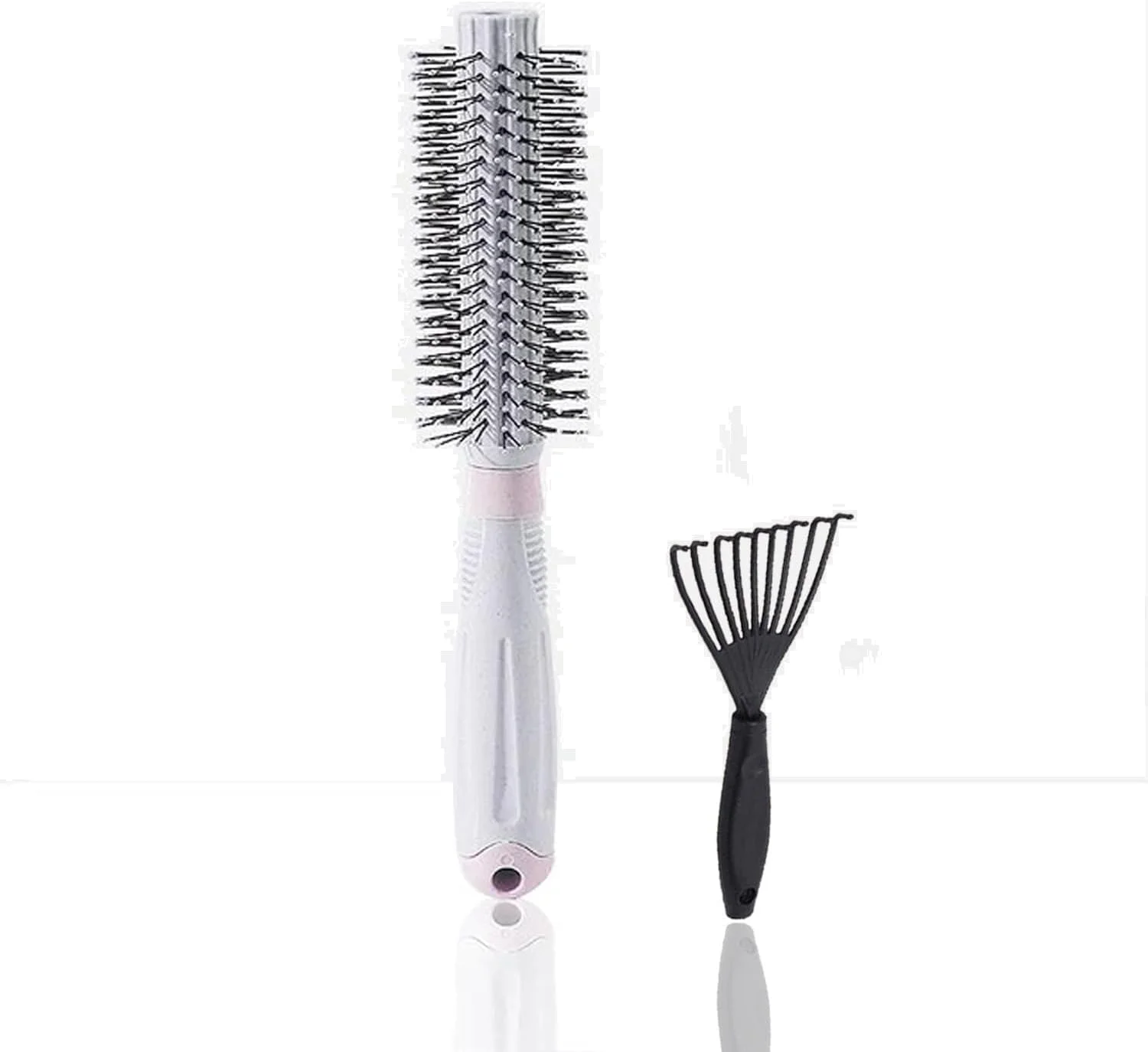 برس مو گرد BlackBoss به همراه تمیز کننده برس برای خشک کردن، حالت دادن، فر کردن، صاف کردن مو با موهای نرم نایلونی برای موهای کوتاه یا متوسط ​​مجعد برای زنان و مردان خالدار گرد (بنفش روشن)