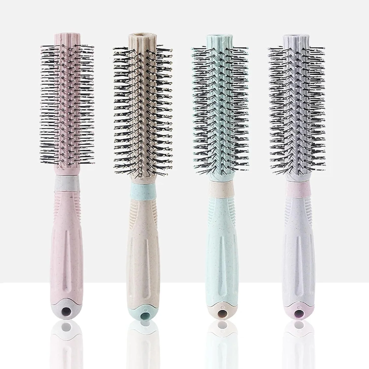 برس مو گرد BlackBoss به همراه تمیز کننده برس برای خشک کردن، حالت دادن، فر کردن، صاف کردن مو با موهای نرم نایلونی برای موهای کوتاه یا متوسط ​​مجعد برای زنان و مردان خالدار گرد (بنفش روشن)