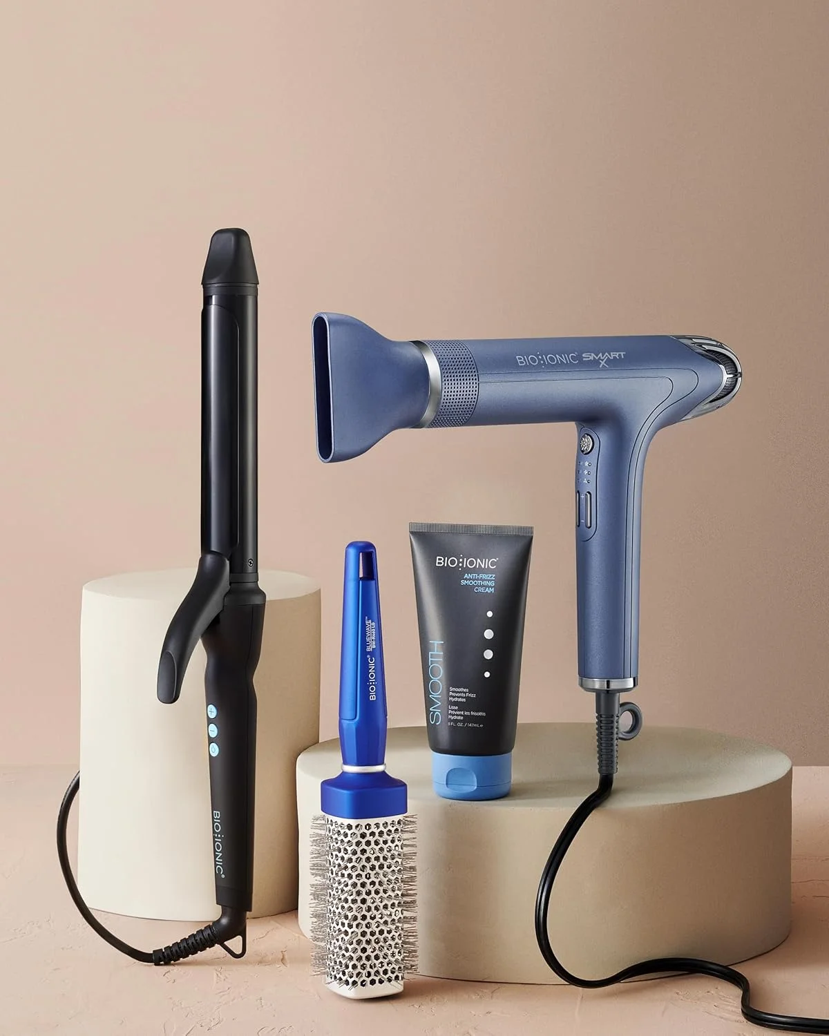 برس گرد متوسط Bio Ionic Bluewave، برس حالت دهنده نانو یونی، موهای موج دار برای کشش بیشتر، بافت نرم، دسته با قابلیت گرفتن آسان